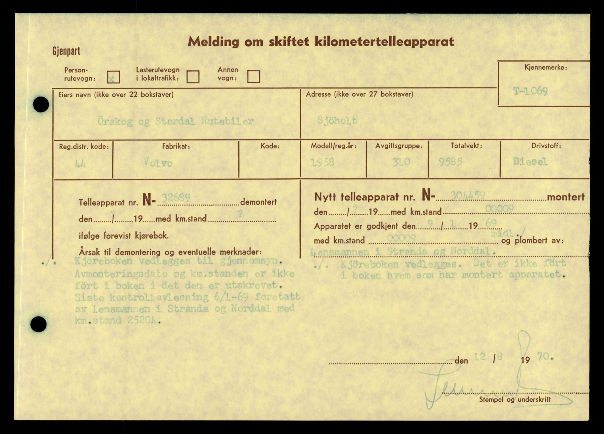 Møre og Romsdal vegkontor - Ålesund trafikkstasjon, AV/SAT-A-4099/F/Fe/L0010: Registreringskort for kjøretøy T 1050 - T 1169, 1927-1998, s. 522