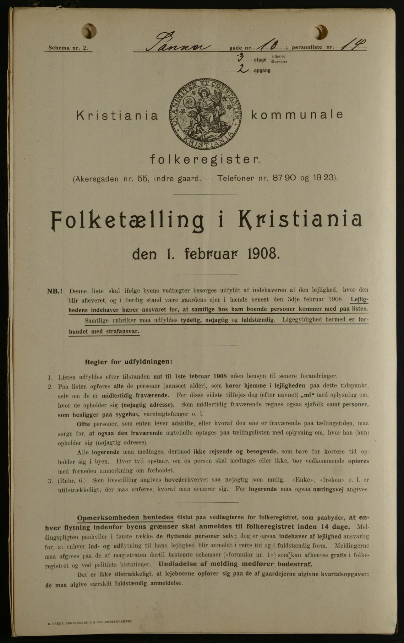 OBA, Kommunal folketelling 1.2.1908 for Kristiania kjøpstad, 1908, s. 79819