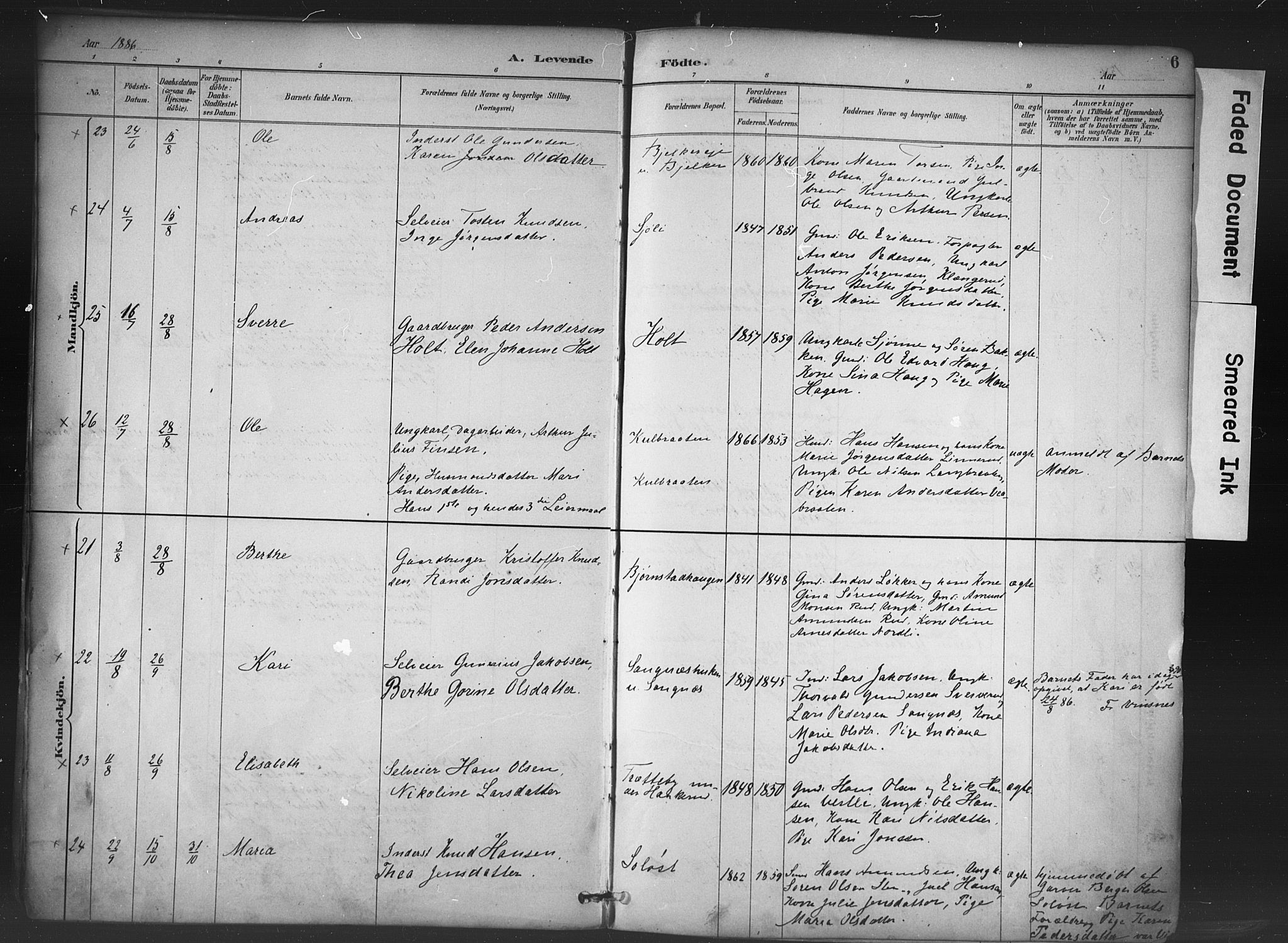 Nord-Odal prestekontor, AV/SAH-PREST-032/H/Ha/Haa/L0006: Ministerialbok nr. 6, 1886-1901, s. 6