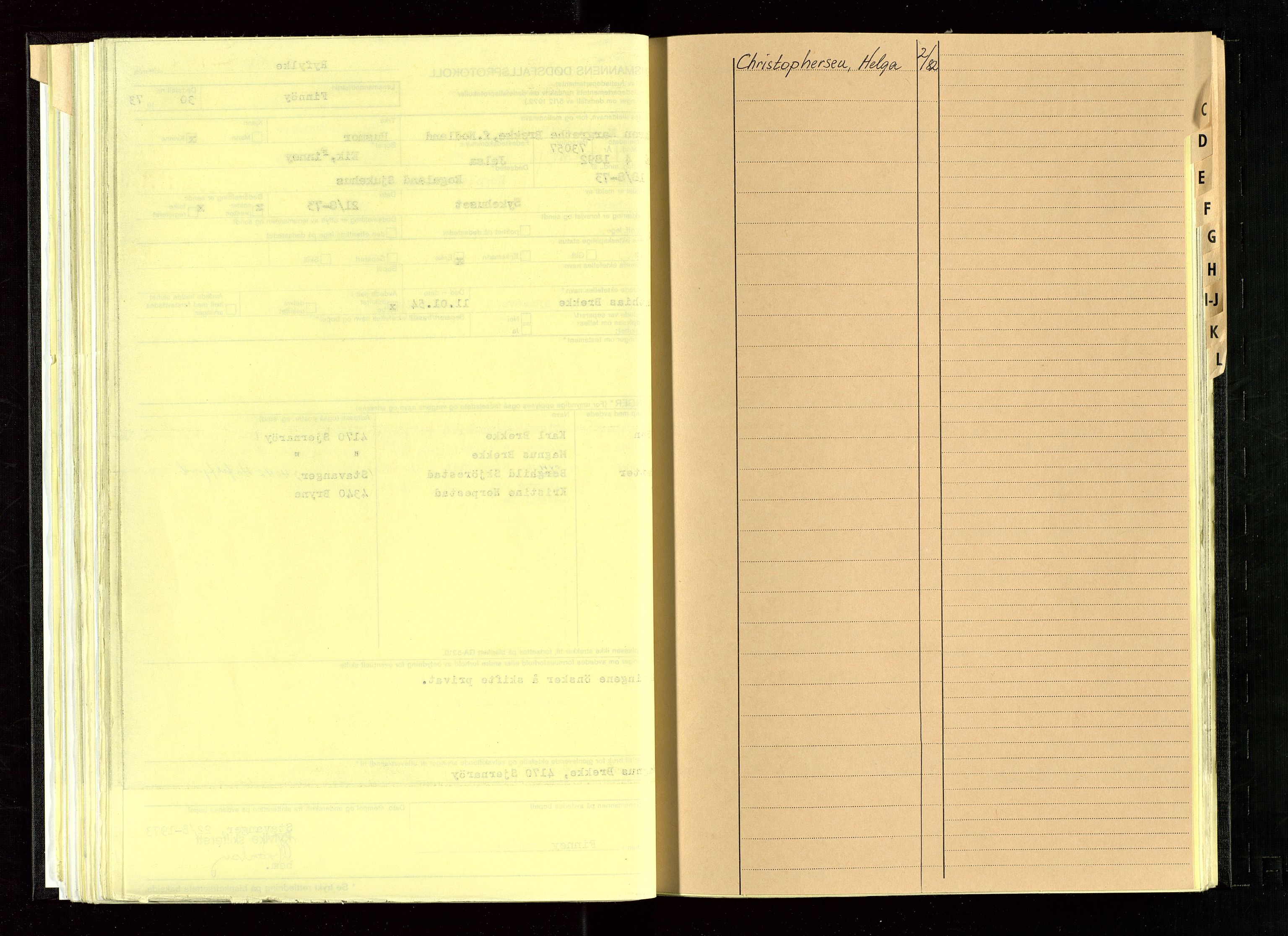 Finnøy lensmannskontor, AV/SAST-A-100442/Gga/L0004: Dødsfallsprotokoll - A-L, 1973-1982
