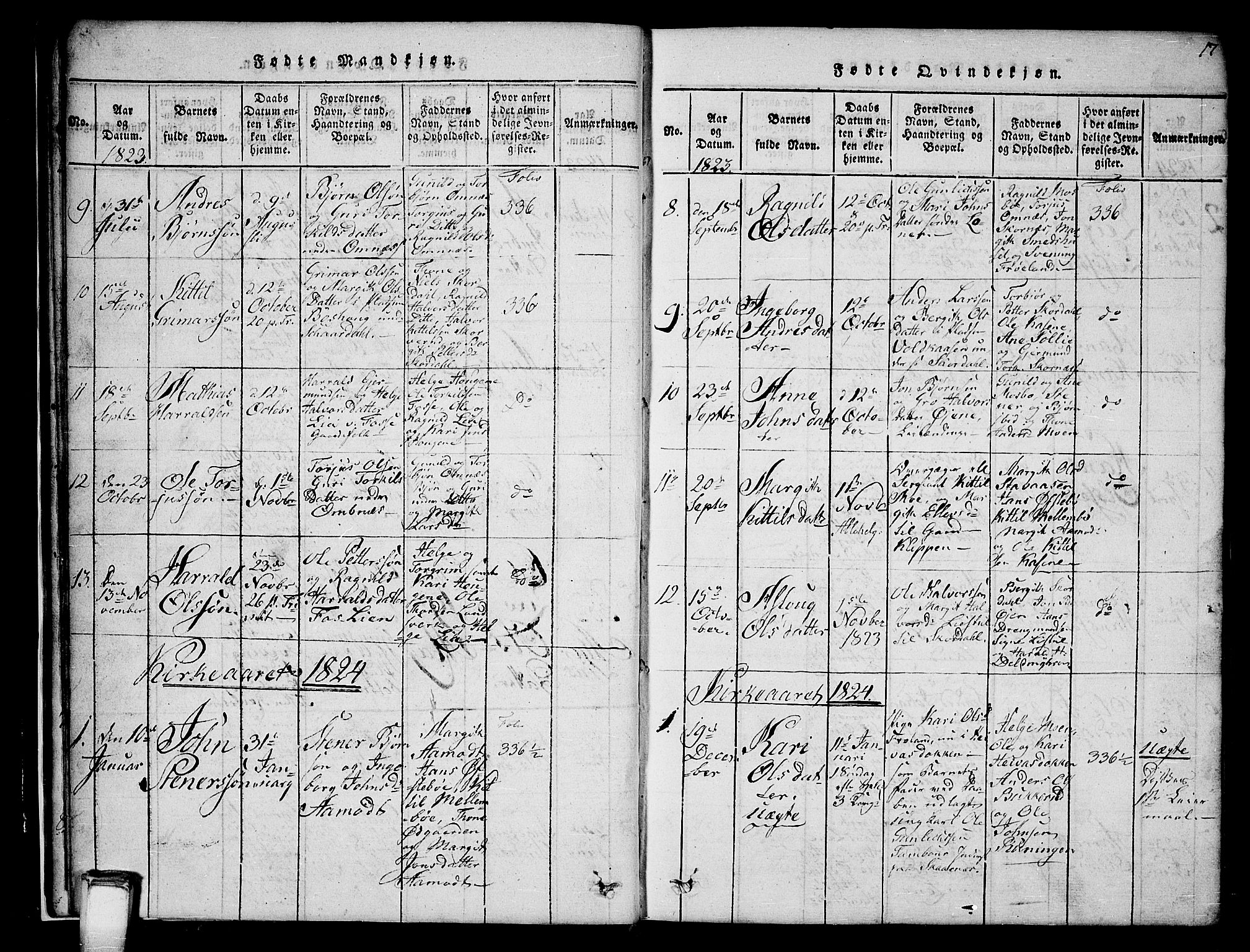 Hjartdal kirkebøker, AV/SAKO-A-270/G/Gb/L0001: Klokkerbok nr. II 1, 1815-1842, s. 17