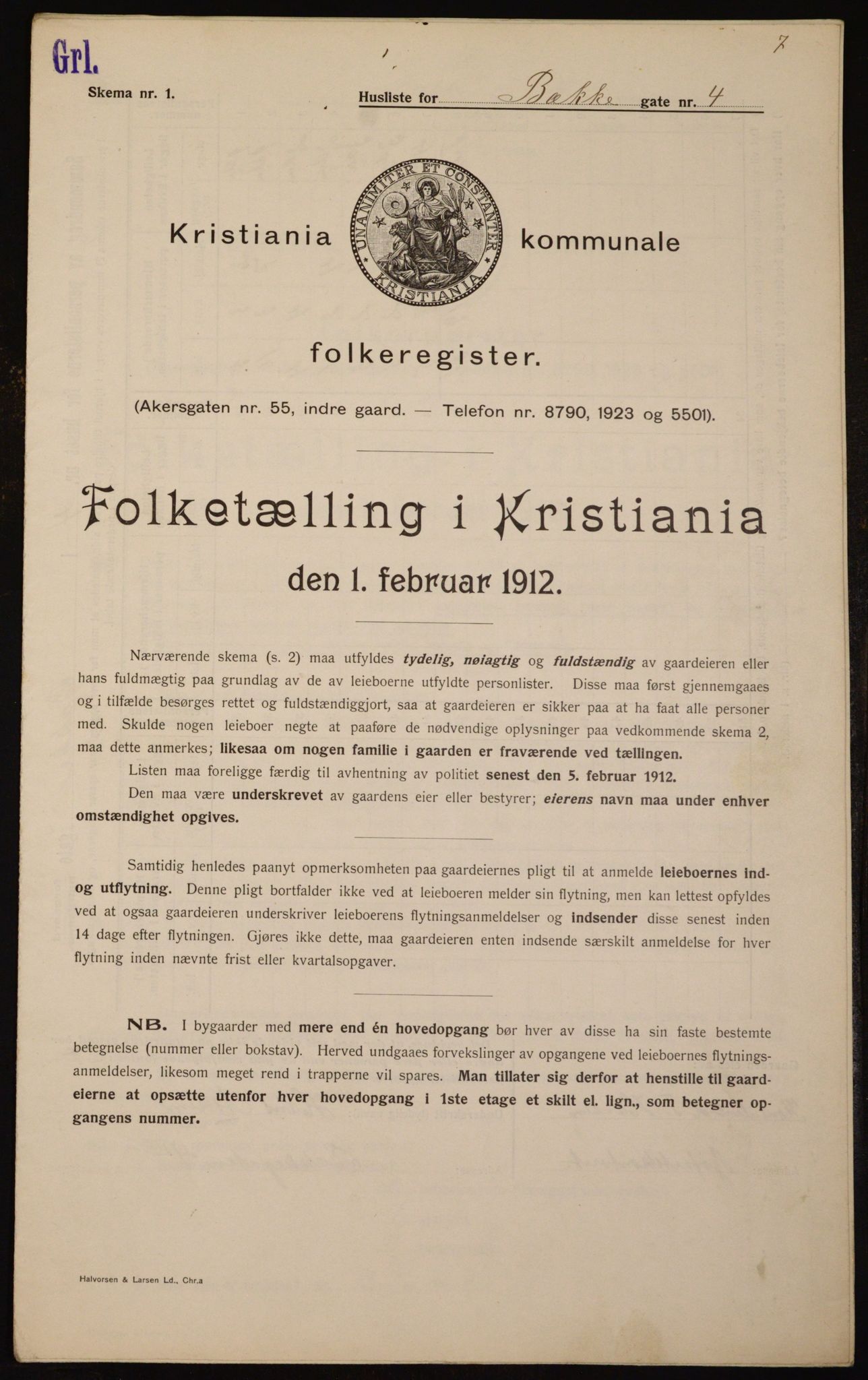 OBA, Kommunal folketelling 1.2.1912 for Kristiania, 1912, s. 3383