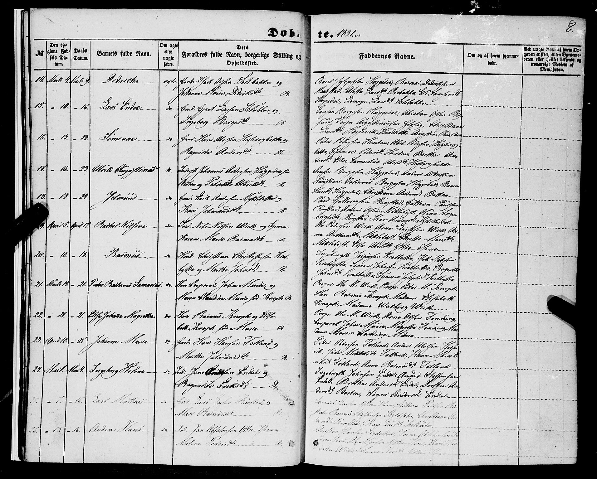 Davik sokneprestembete, AV/SAB-A-79701/H/Haa/Haaa/L0005: Ministerialbok nr. A 5, 1850-1866, s. 8