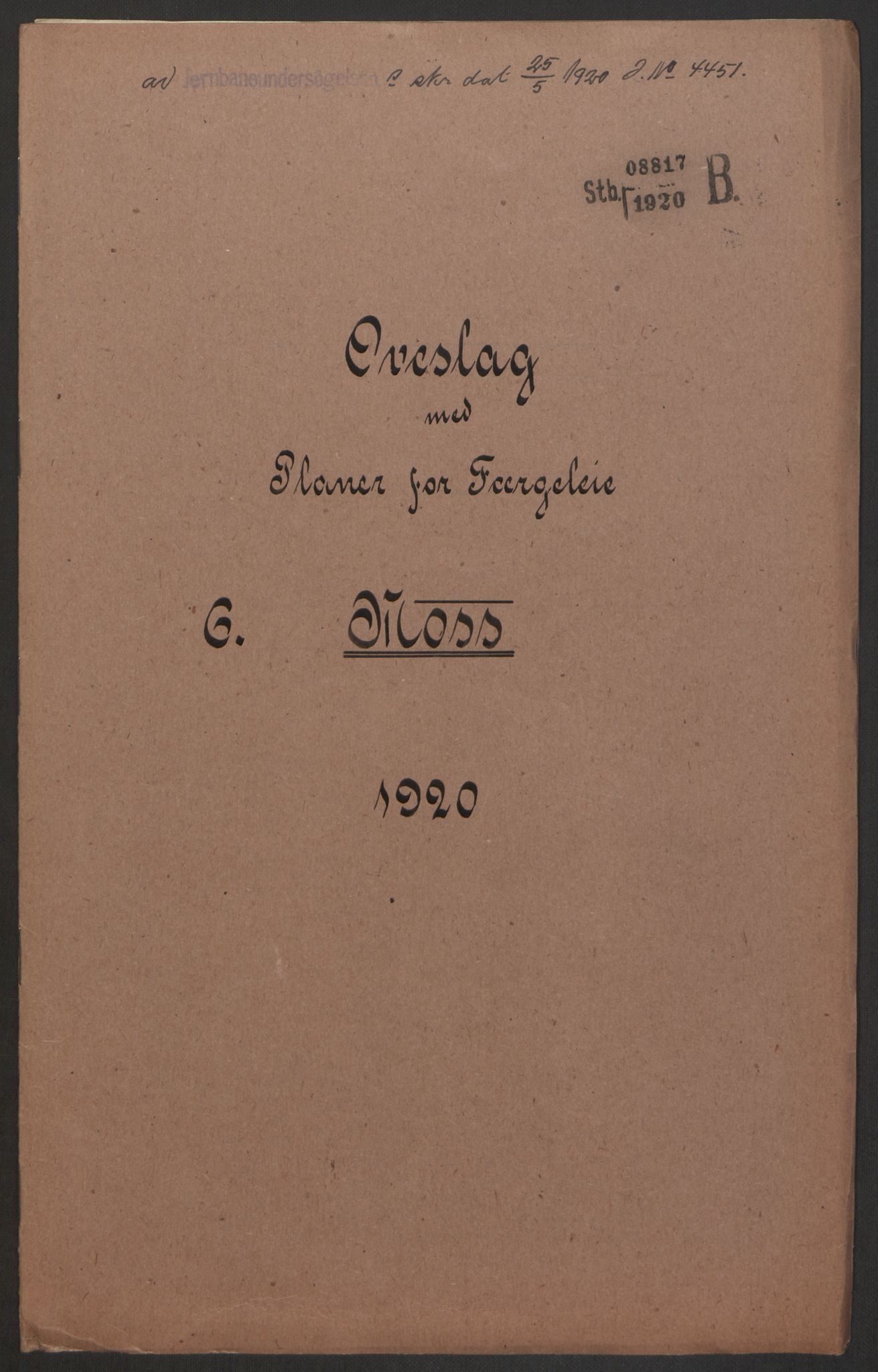 Norges Statsbaner, Baneavdelingen B, RA/S-1619/1/F/Fa/L0042: NORGE-JYLLAND, 1920, s. 88