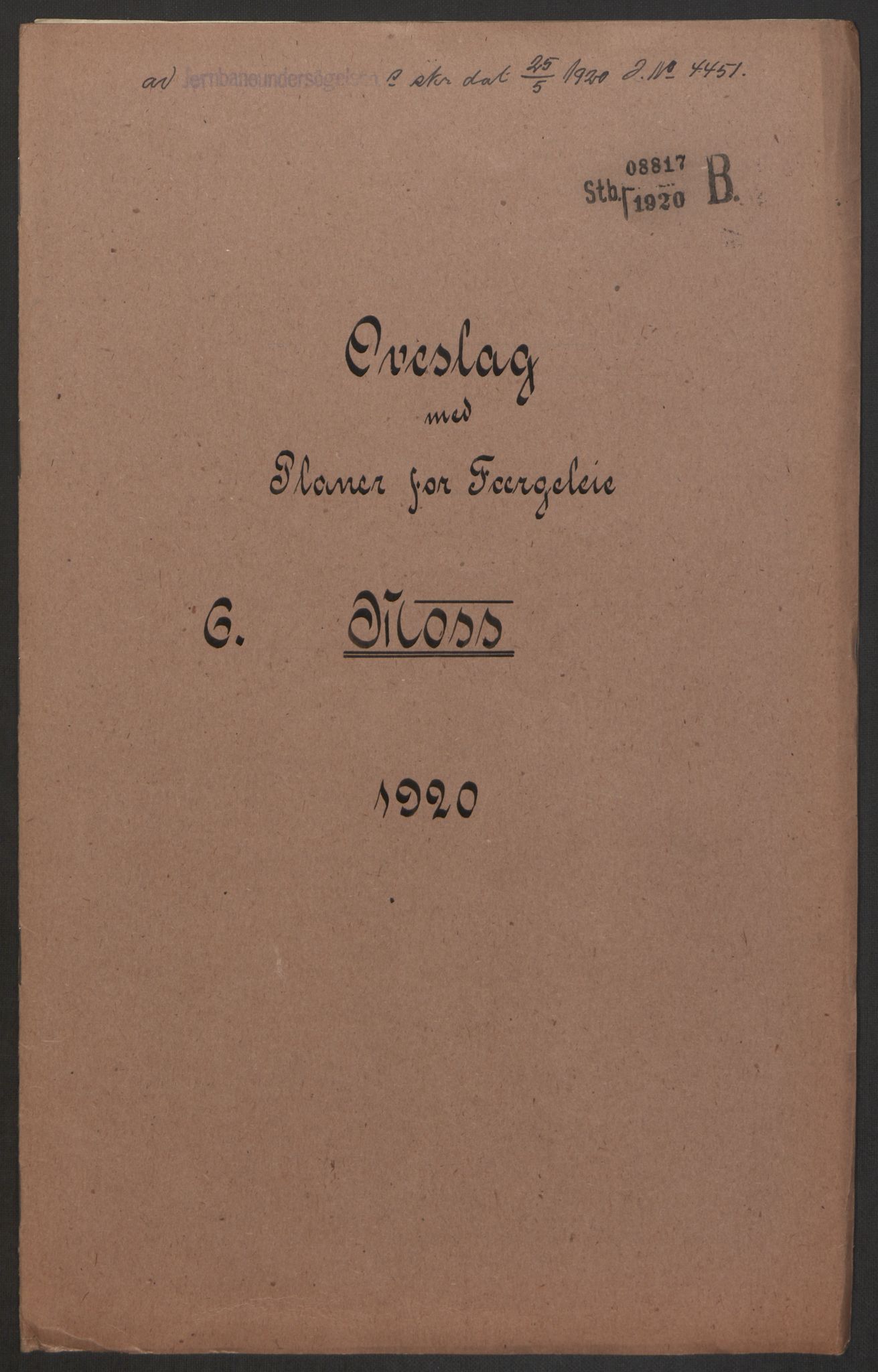 Norges Statsbaner, Baneavdelingen B, AV/RA-S-1619/1/F/Fa/L0042: NORGE-JYLLAND, 1920, s. 88