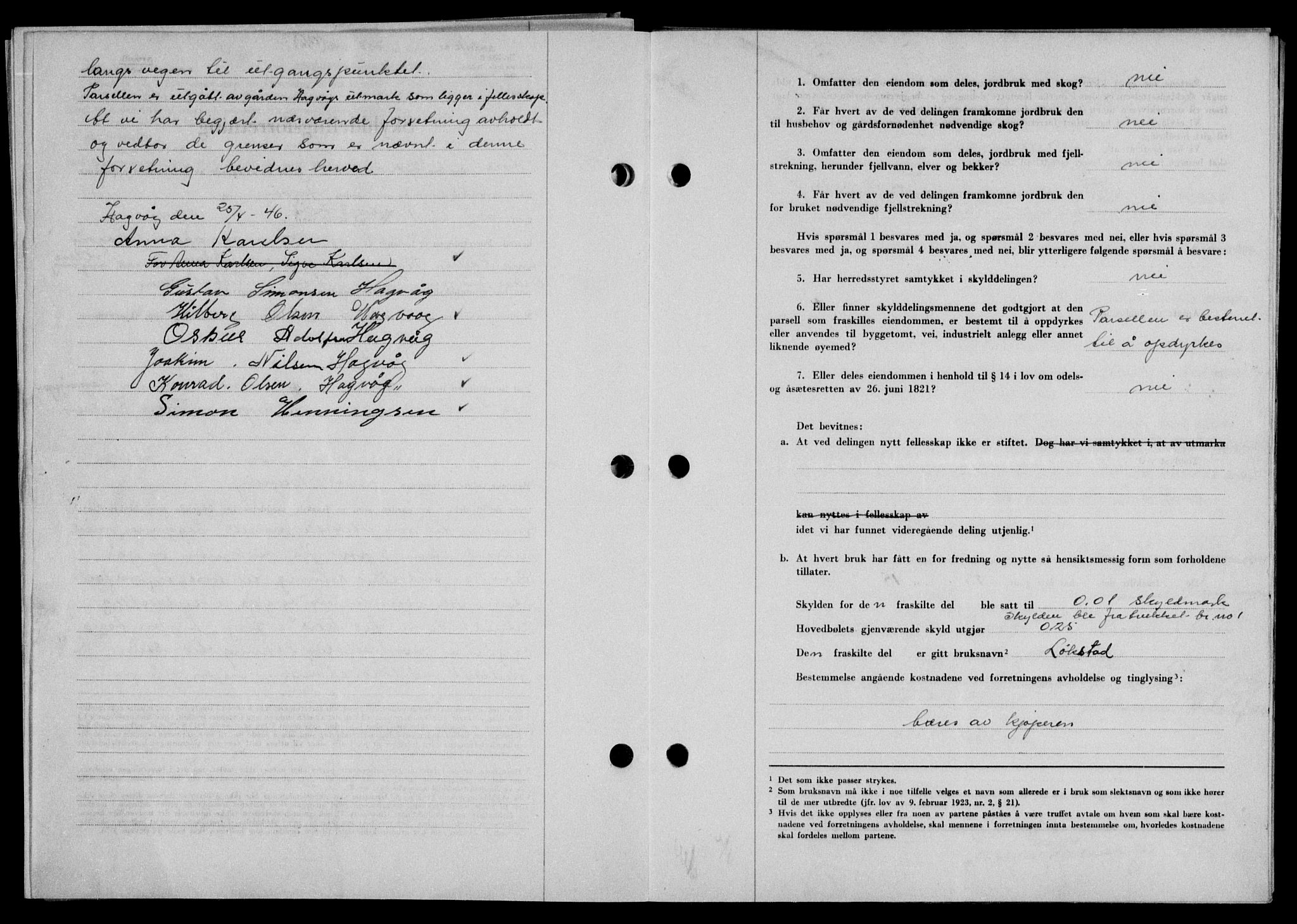 Lofoten sorenskriveri, SAT/A-0017/1/2/2C/L0014a: Pantebok nr. 14a, 1946-1946, Dagboknr: 703/1946