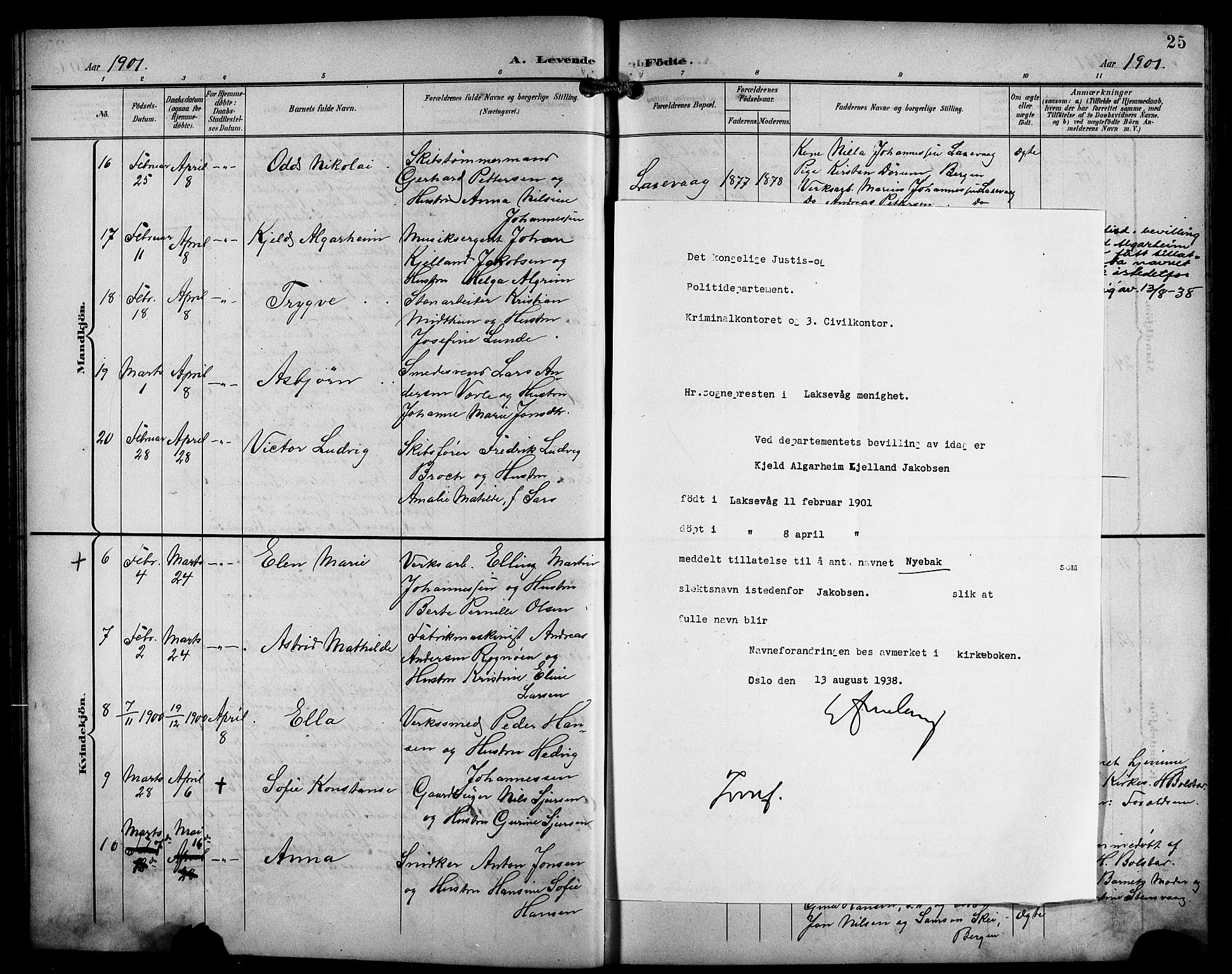 Laksevåg Sokneprestembete, AV/SAB-A-76501/H/Ha/Hab/Haba/L0004: Klokkerbok nr. A 4, 1899-1909, s. 25