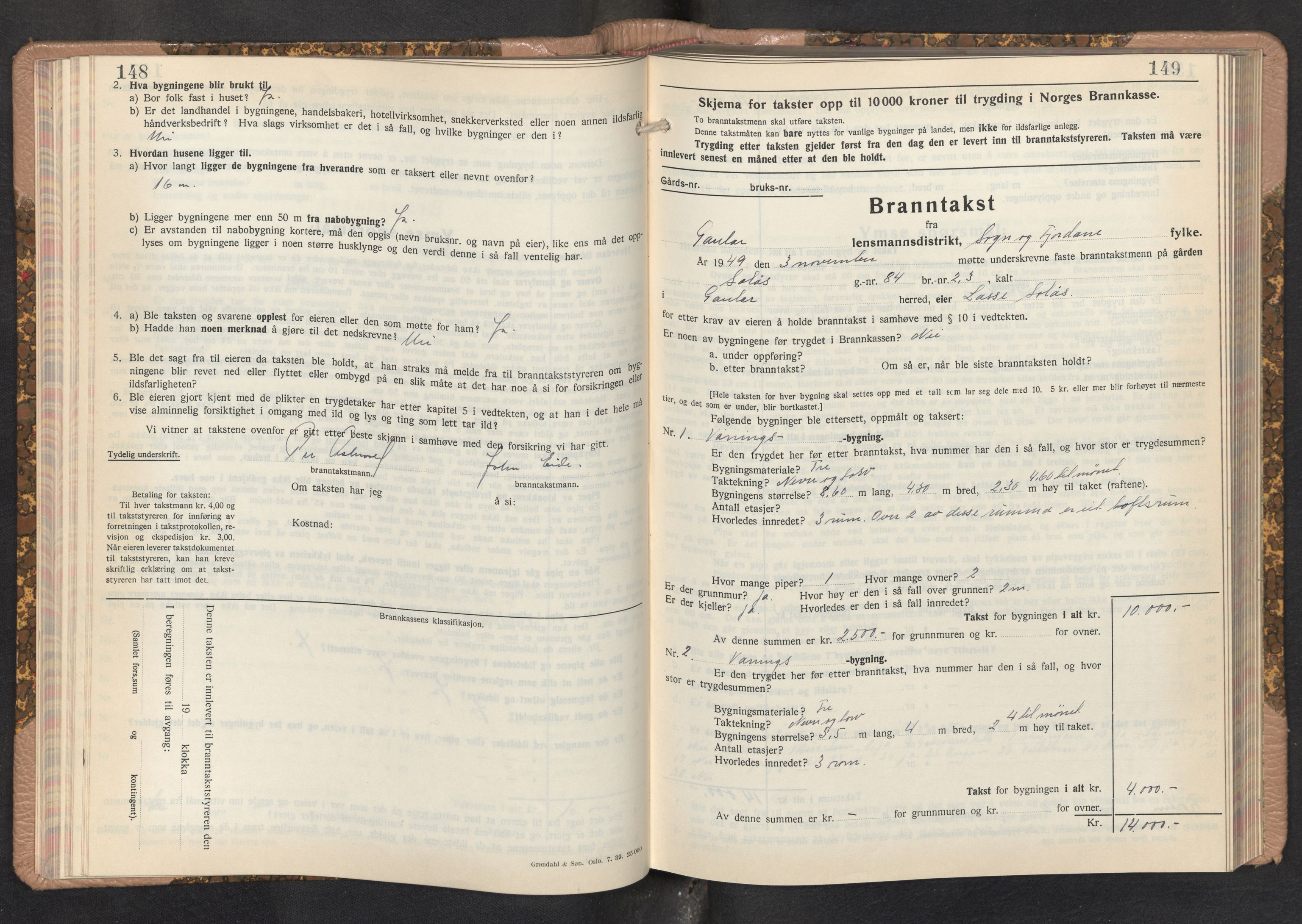 Lensmannen i Gaular, AV/SAB-A-27601/0012/L0007: Branntakstprotokoll, skjematakst, 1943-1955, s. 148-149