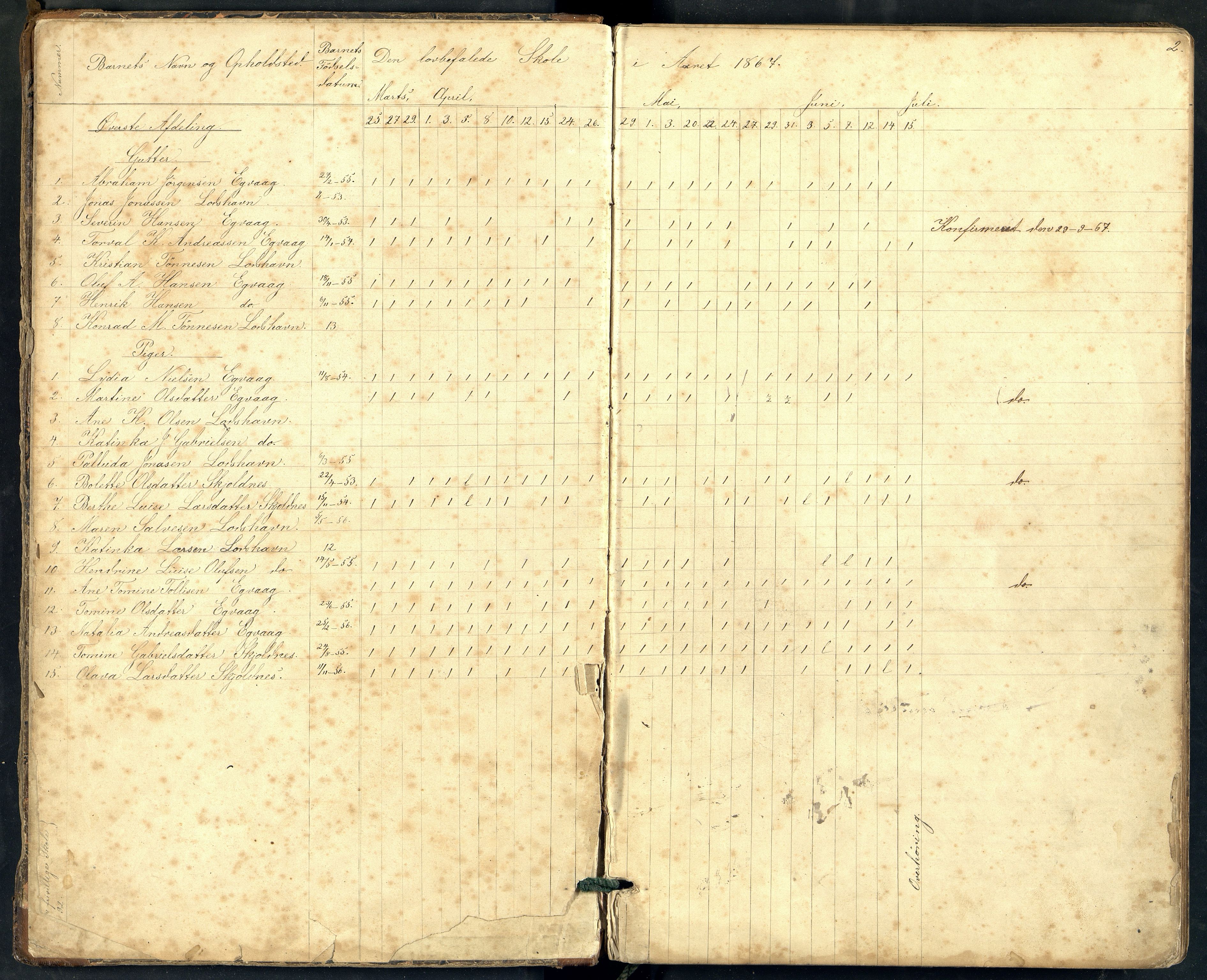 Lista kommune - Eikvåg Skole, ARKSOR/1003LI551/I/L0001: Dagbok, 1864-1885