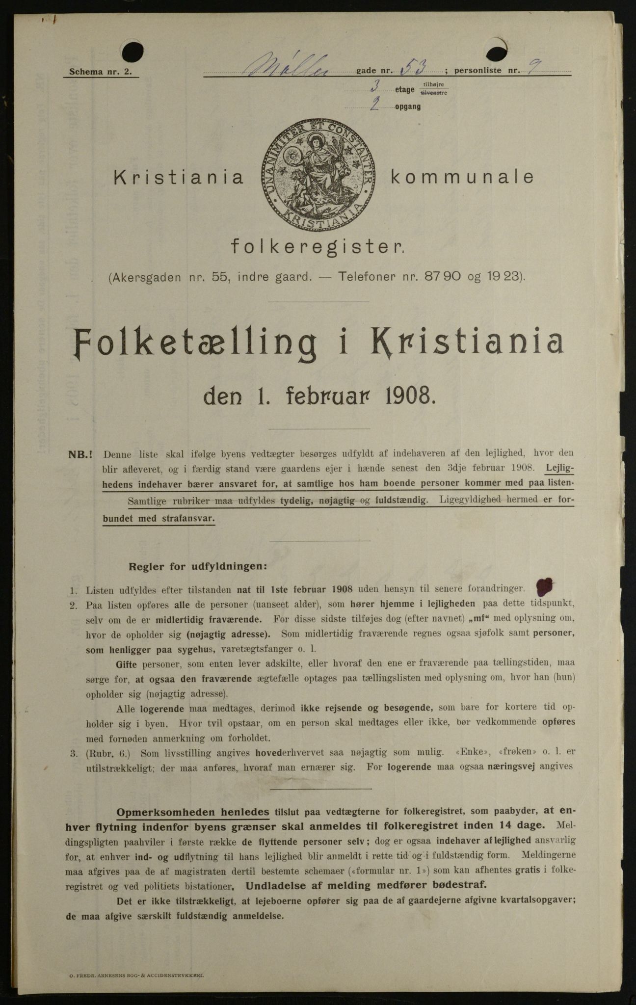 OBA, Kommunal folketelling 1.2.1908 for Kristiania kjøpstad, 1908, s. 61856