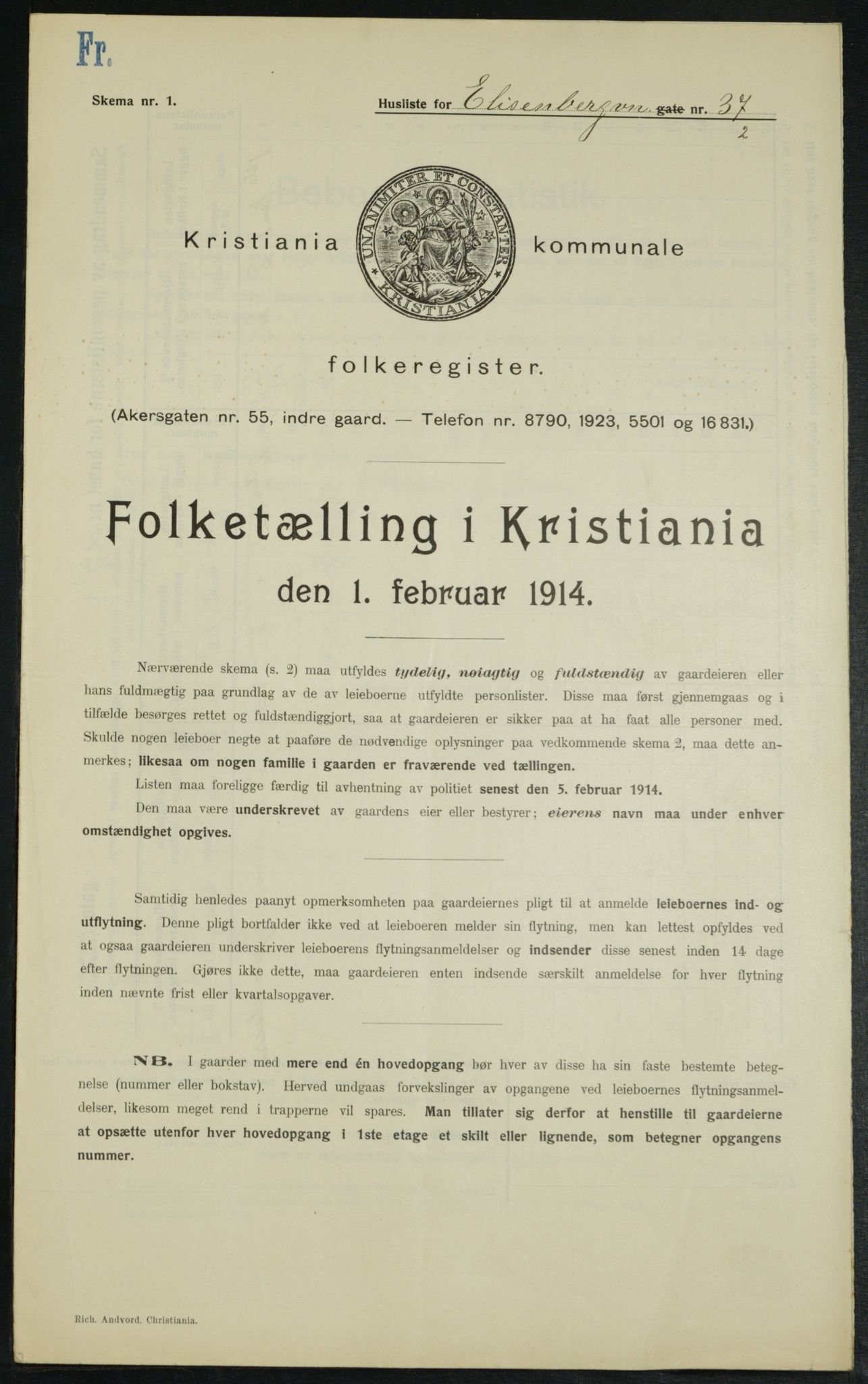 OBA, Kommunal folketelling 1.2.1914 for Kristiania, 1914, s. 21026