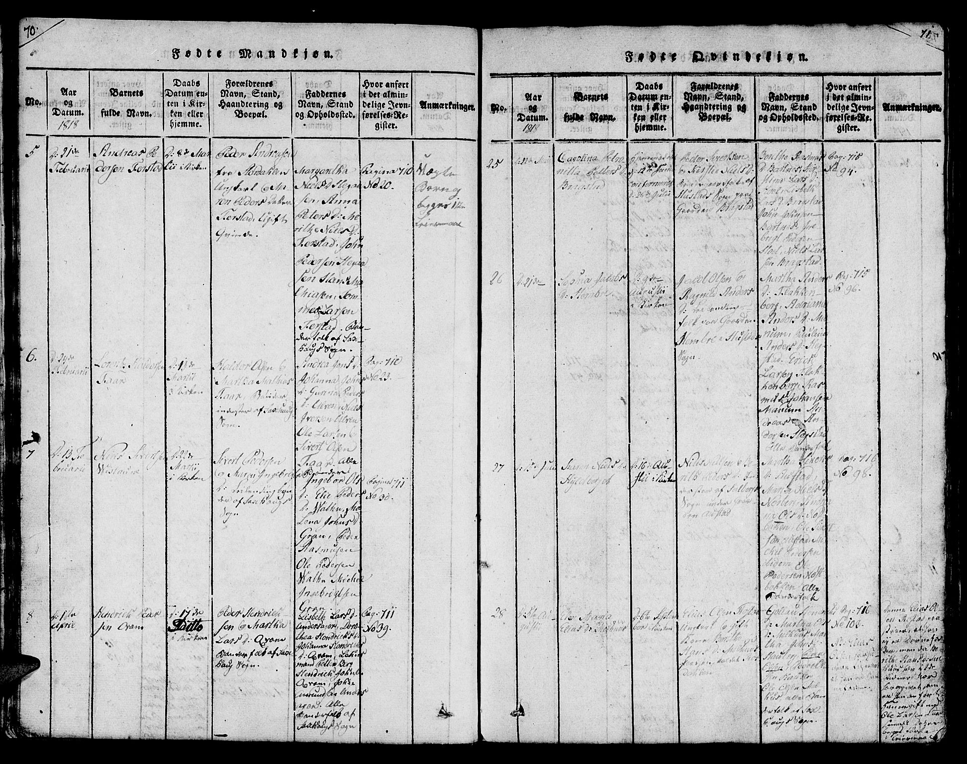 Ministerialprotokoller, klokkerbøker og fødselsregistre - Nord-Trøndelag, SAT/A-1458/730/L0275: Ministerialbok nr. 730A04, 1816-1822, s. 70-71