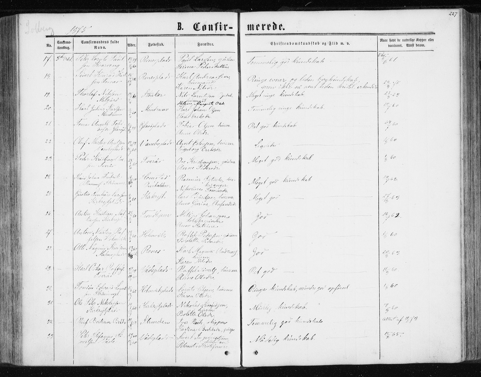 Ministerialprotokoller, klokkerbøker og fødselsregistre - Nord-Trøndelag, SAT/A-1458/741/L0394: Ministerialbok nr. 741A08, 1864-1877, s. 227