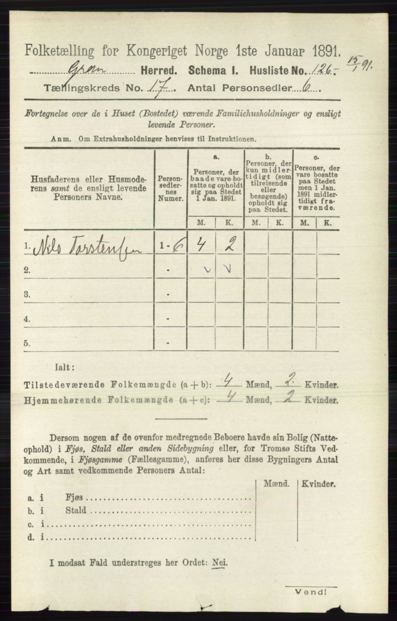 RA, Folketelling 1891 for 0534 Gran herred, 1891, s. 8728