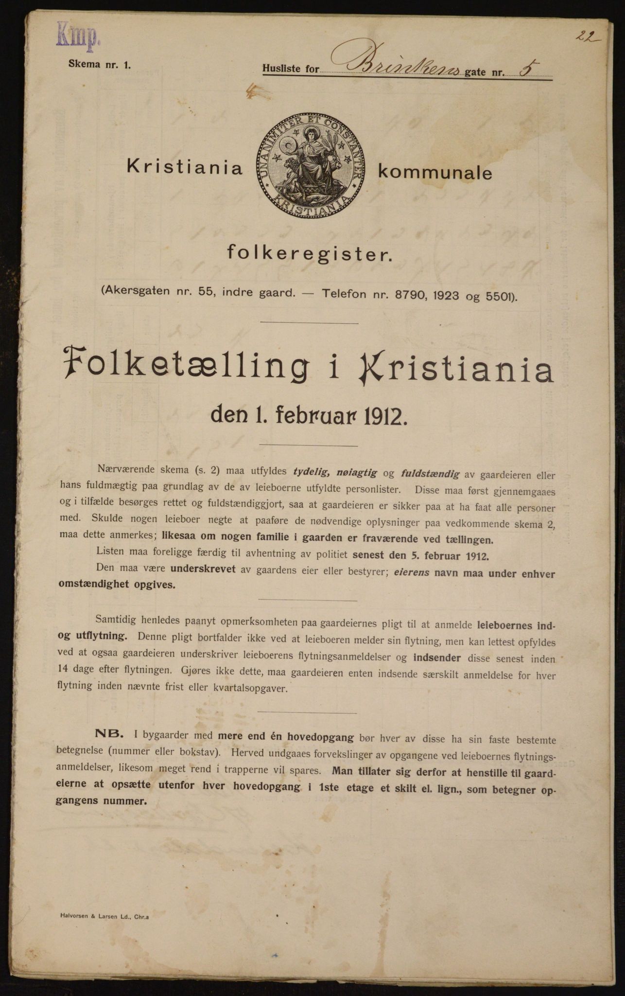 OBA, Kommunal folketelling 1.2.1912 for Kristiania, 1912, s. 8631