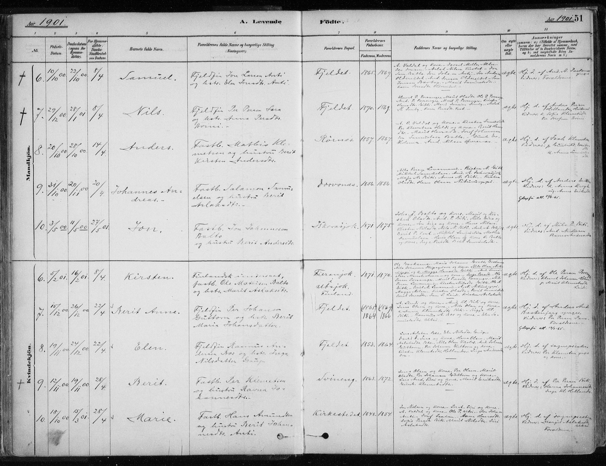 Karasjok sokneprestkontor, SATØ/S-1352/H/Ha/L0002kirke: Ministerialbok nr. 2, 1885-1906, s. 51