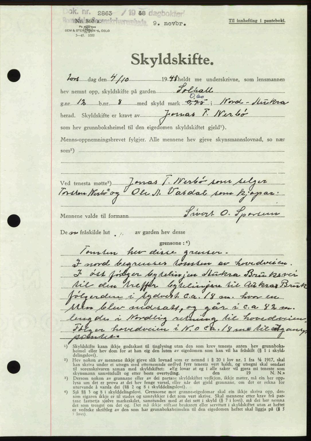 Romsdal sorenskriveri, AV/SAT-A-4149/1/2/2C: Pantebok nr. A27, 1948-1948, Dagboknr: 2863/1948