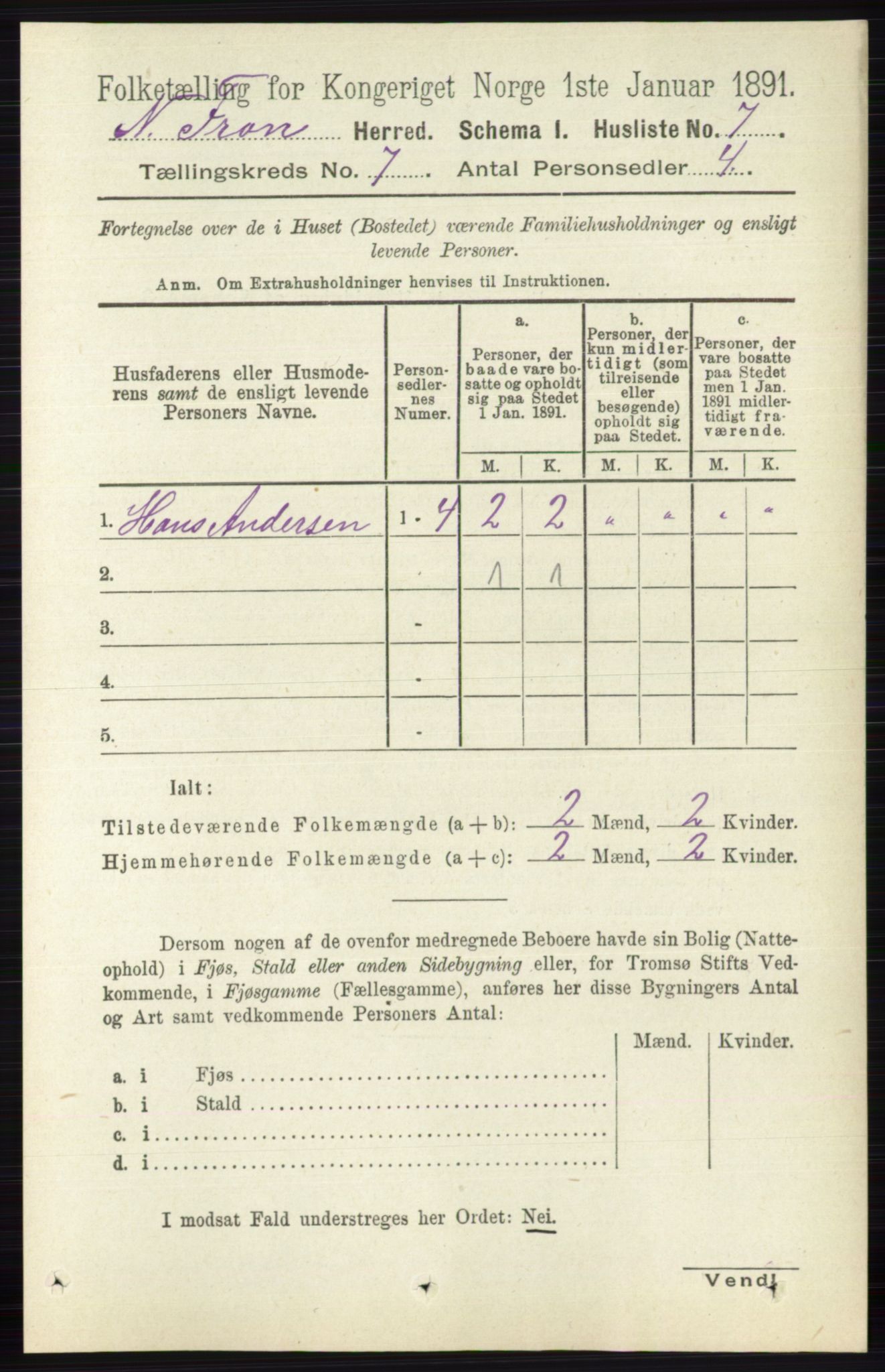 RA, Folketelling 1891 for 0518 Nord-Fron herred, 1891, s. 2742