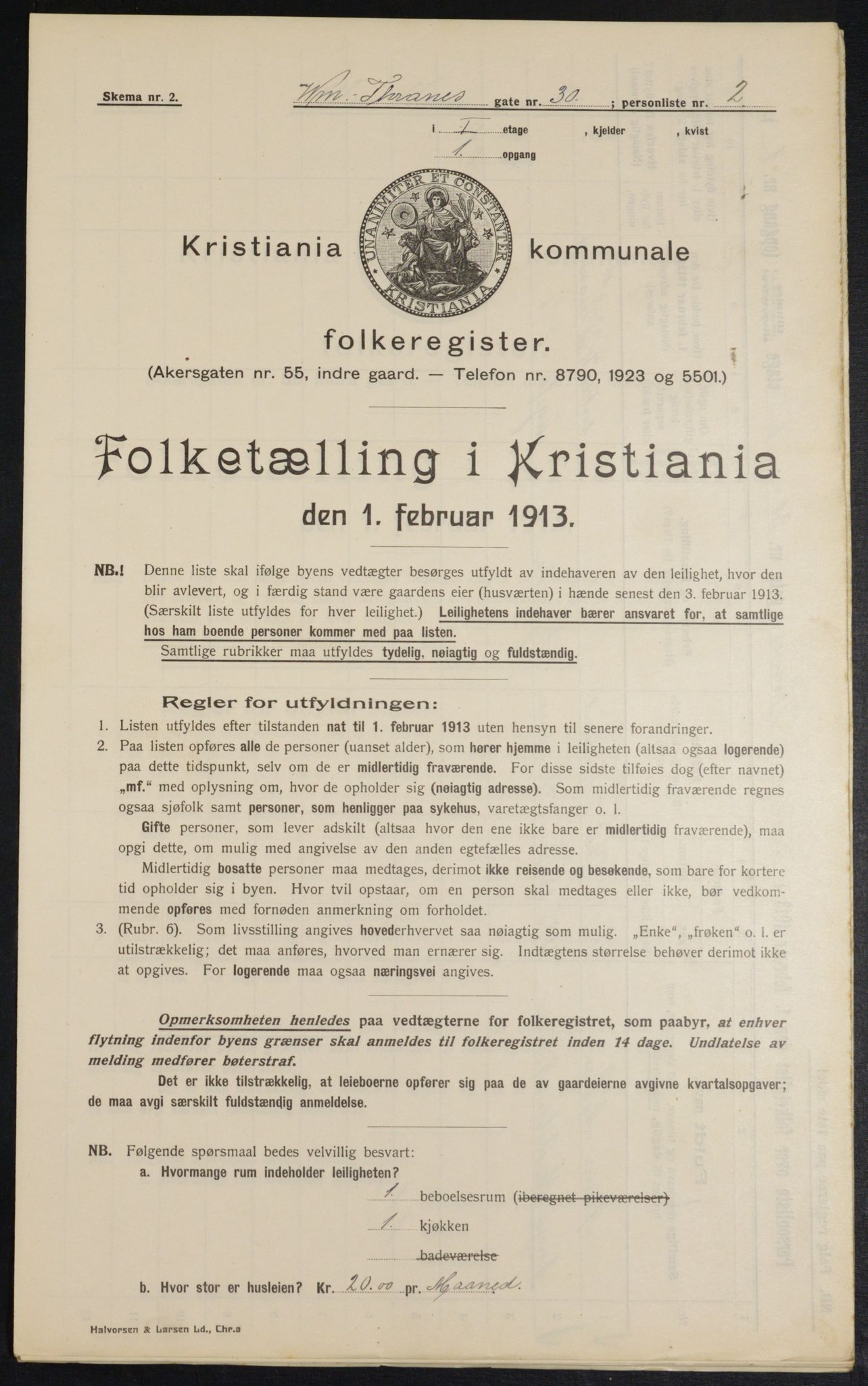 OBA, Kommunal folketelling 1.2.1913 for Kristiania, 1913, s. 126662