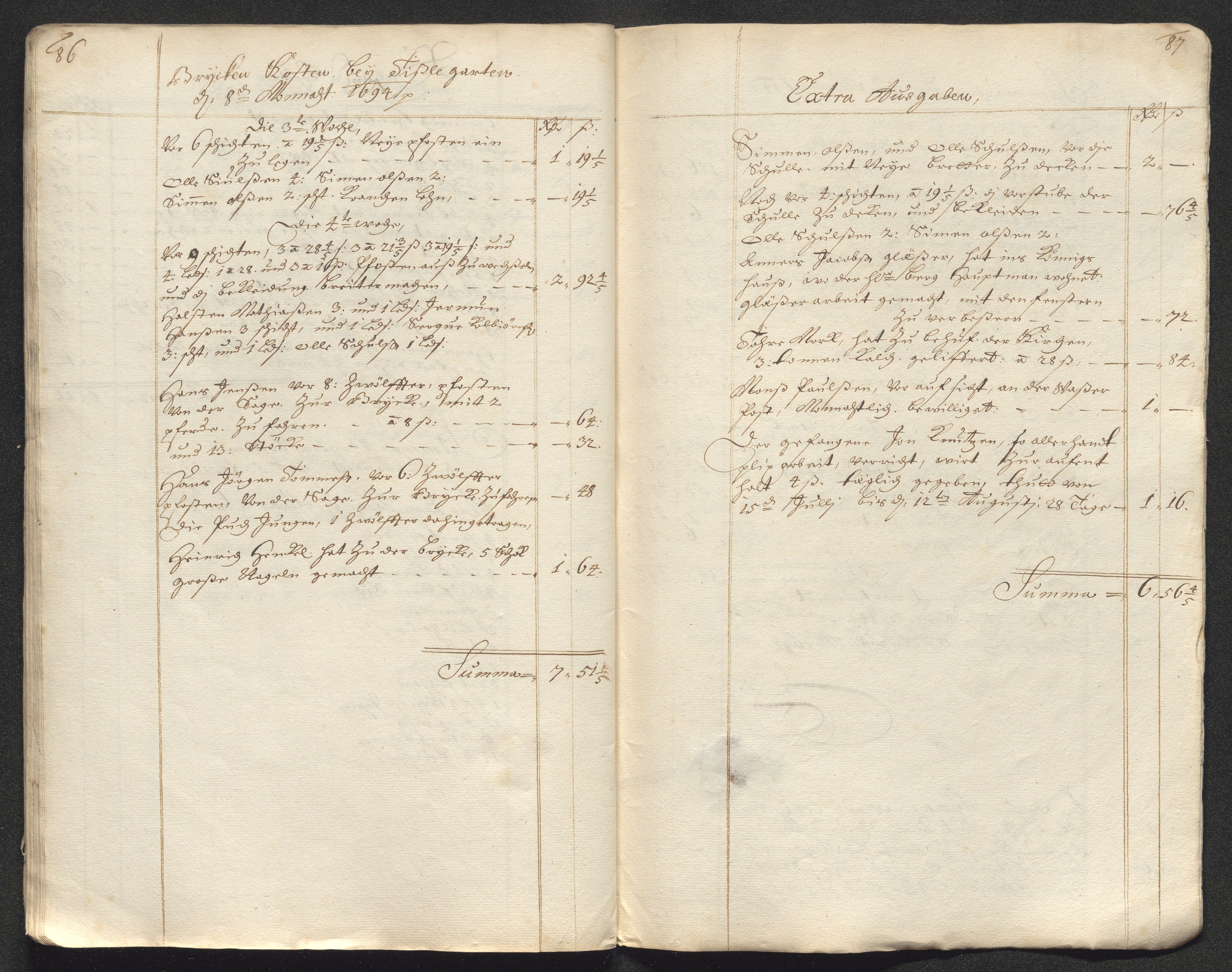 Kongsberg Sølvverk 1623-1816, AV/SAKO-EA-3135/001/D/Dc/Dcd/L0067: Utgiftsregnskap for gruver m.m. , 1694, s. 366