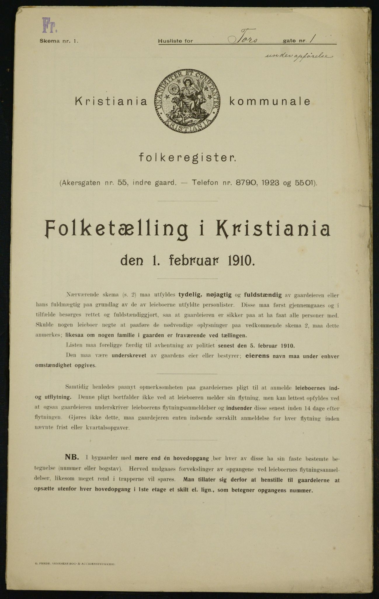 OBA, Kommunal folketelling 1.2.1910 for Kristiania, 1910, s. 108508
