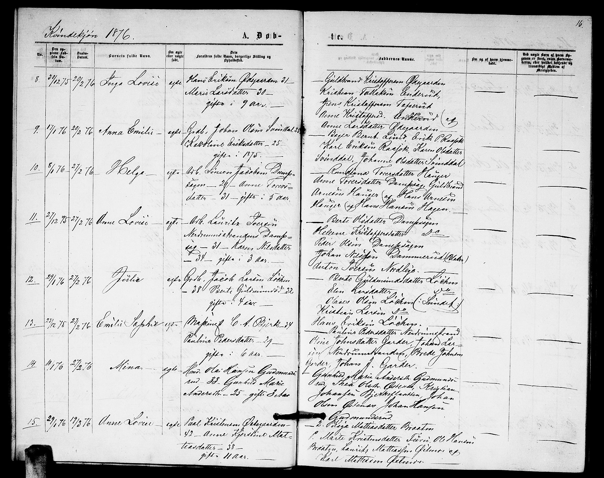 Fet prestekontor Kirkebøker, AV/SAO-A-10370a/G/Ga/L0005: Klokkerbok nr. I 5, 1875-1877, s. 16