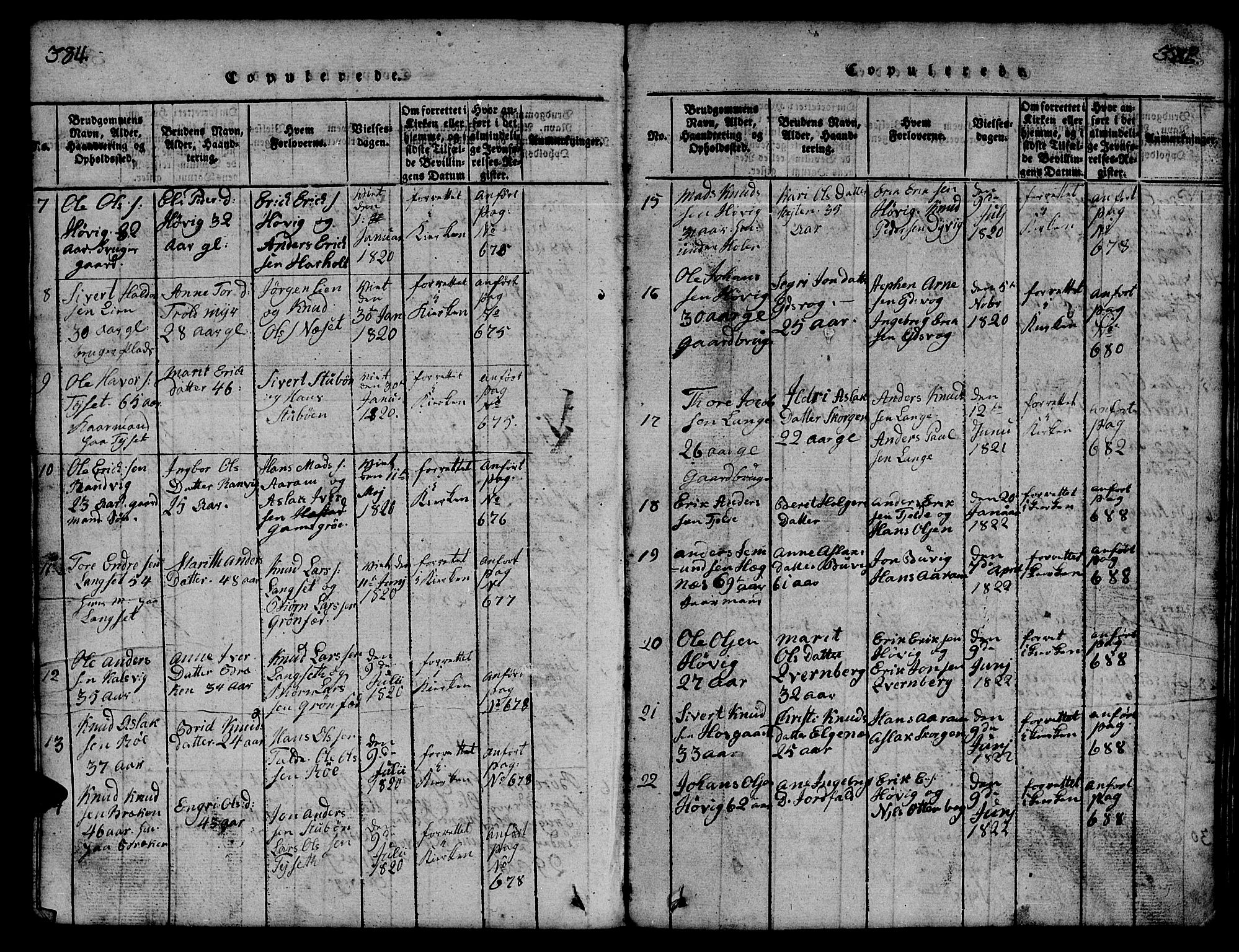 Ministerialprotokoller, klokkerbøker og fødselsregistre - Møre og Romsdal, SAT/A-1454/551/L0629: Klokkerbok nr. 551C01, 1818-1839, s. 384-385