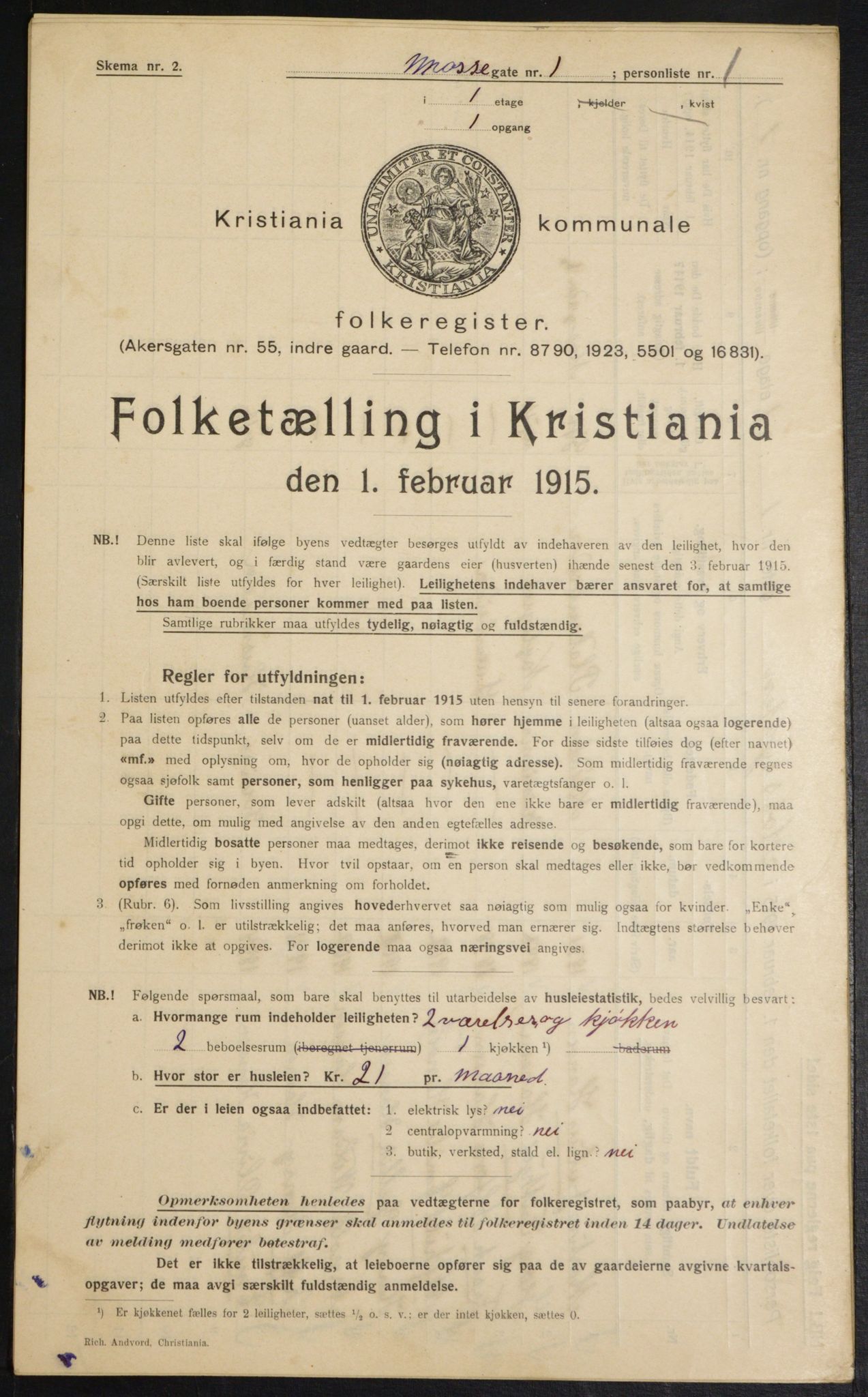 OBA, Kommunal folketelling 1.2.1915 for Kristiania, 1915, s. 65092