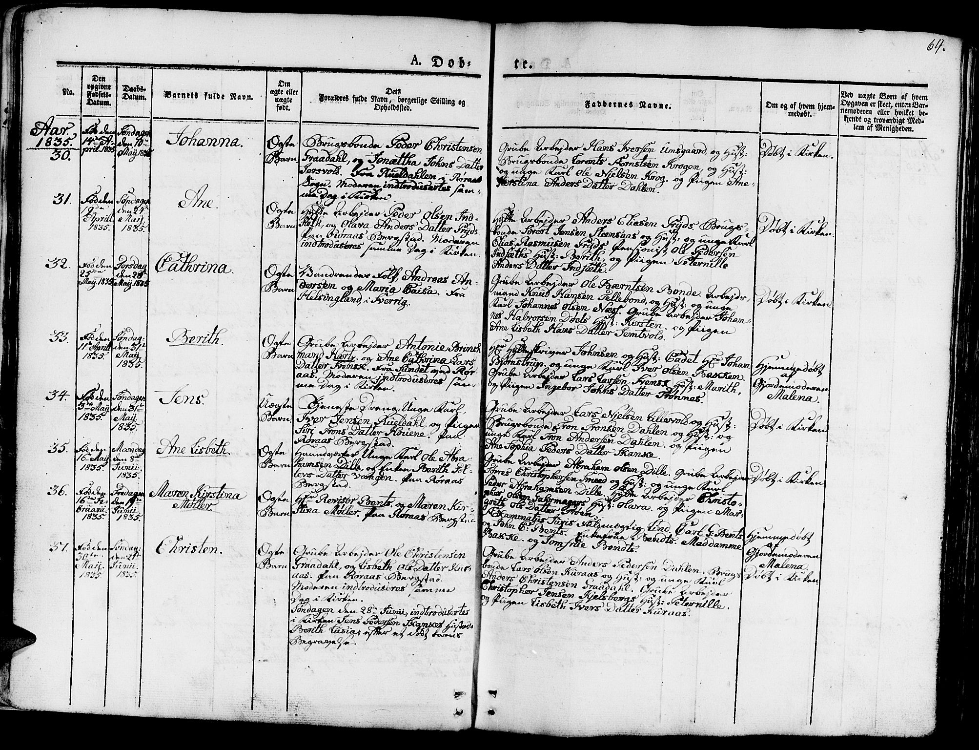 Ministerialprotokoller, klokkerbøker og fødselsregistre - Sør-Trøndelag, AV/SAT-A-1456/681/L0938: Klokkerbok nr. 681C02, 1829-1879, s. 64