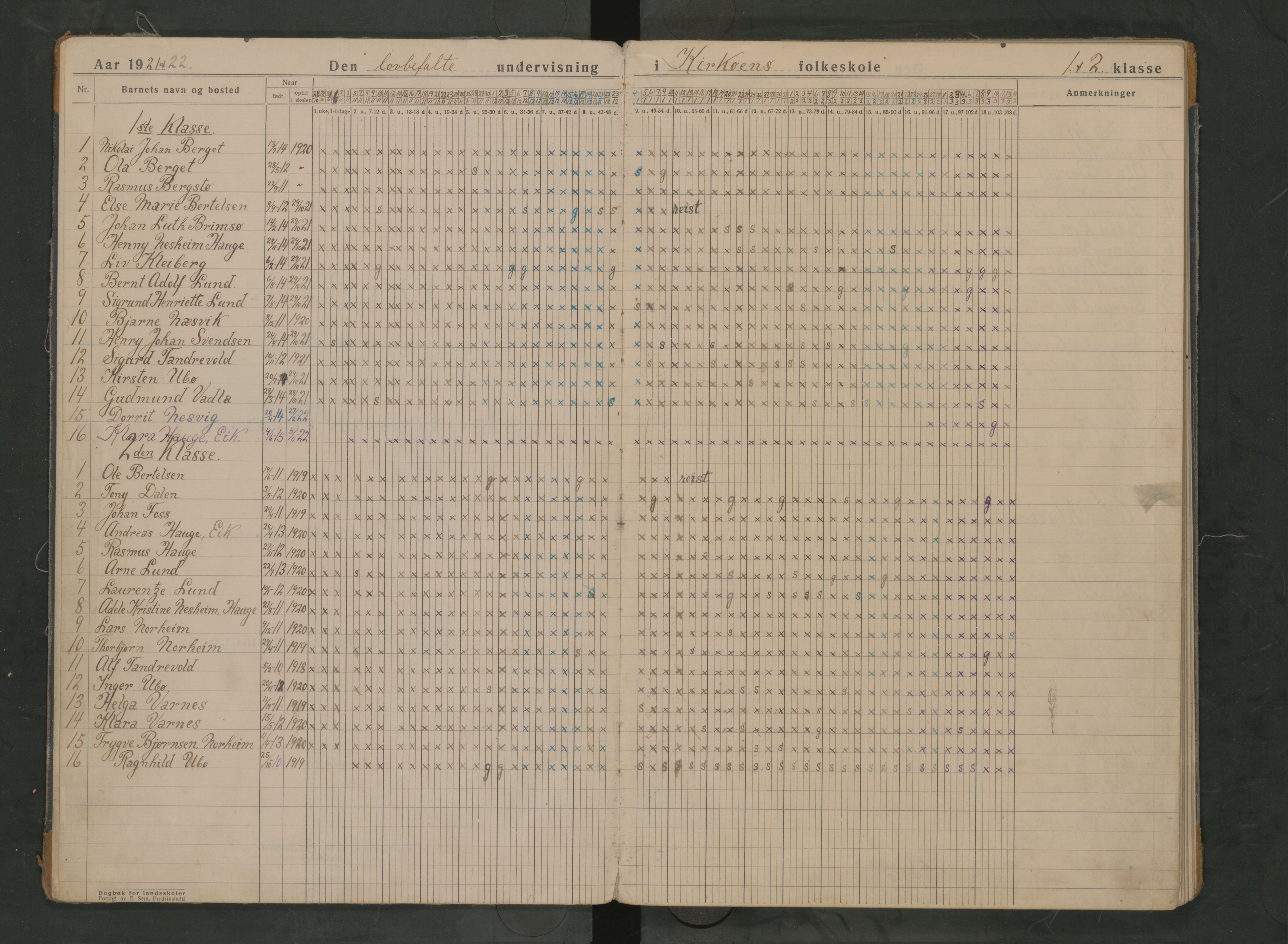 A-0901, Sjernarøy kommune. Kyrkjøy skole, BYST/A-0901/G/Ga/L0002: Dagbok, 1921-1959