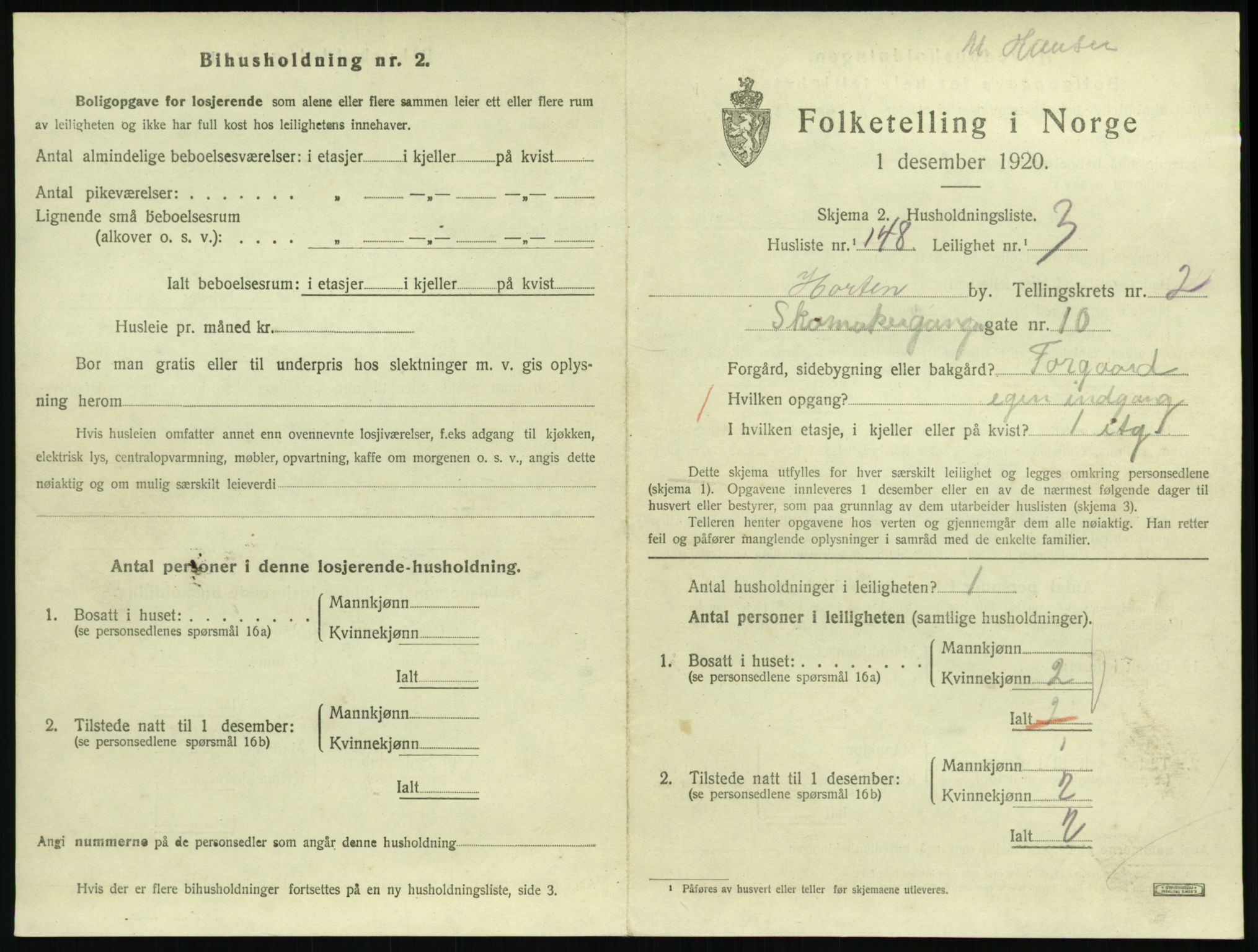 SAKO, Folketelling 1920 for 0703 Horten kjøpstad, 1920, s. 3883