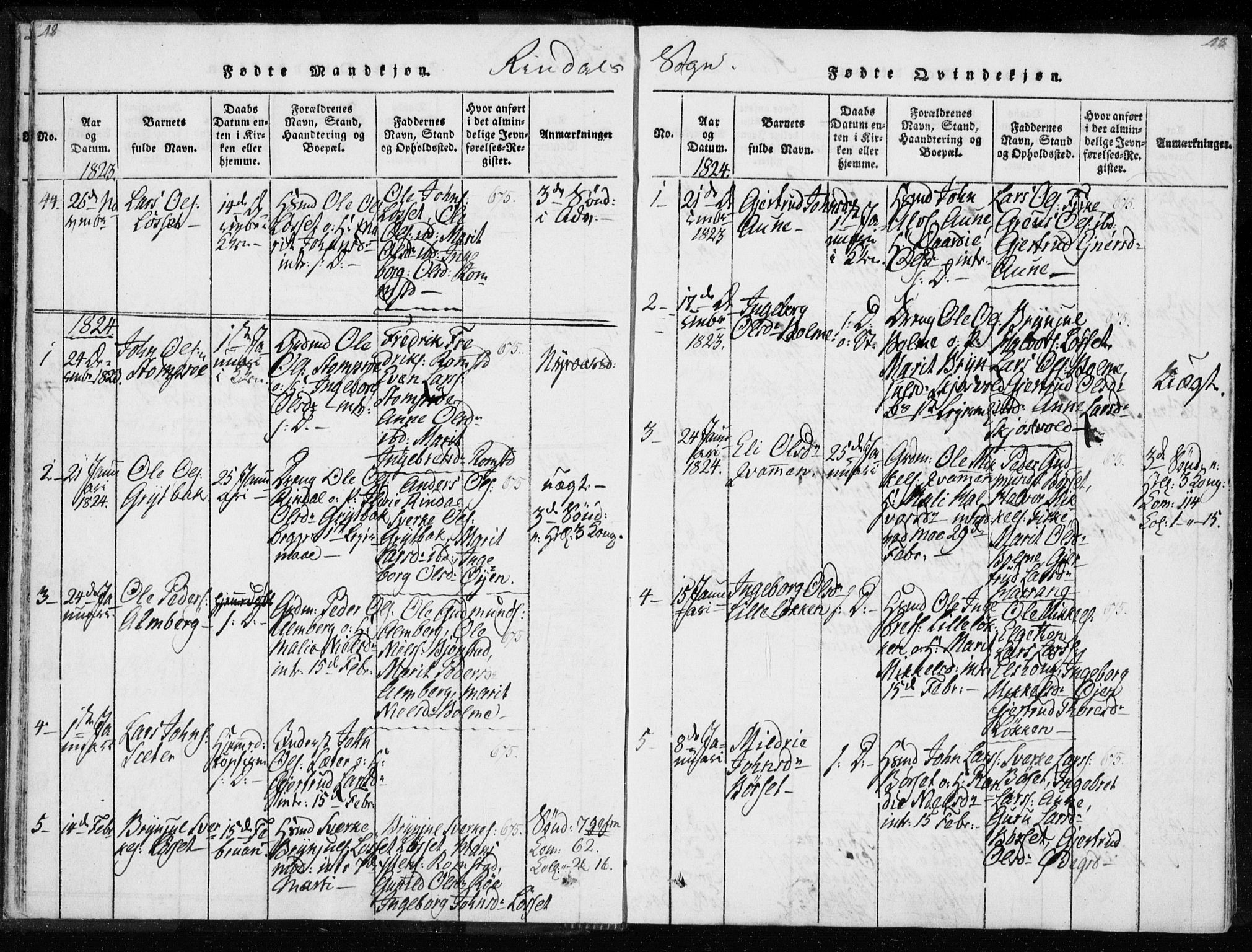 Ministerialprotokoller, klokkerbøker og fødselsregistre - Møre og Romsdal, AV/SAT-A-1454/595/L1041: Ministerialbok nr. 595A03, 1819-1829, s. 42-43