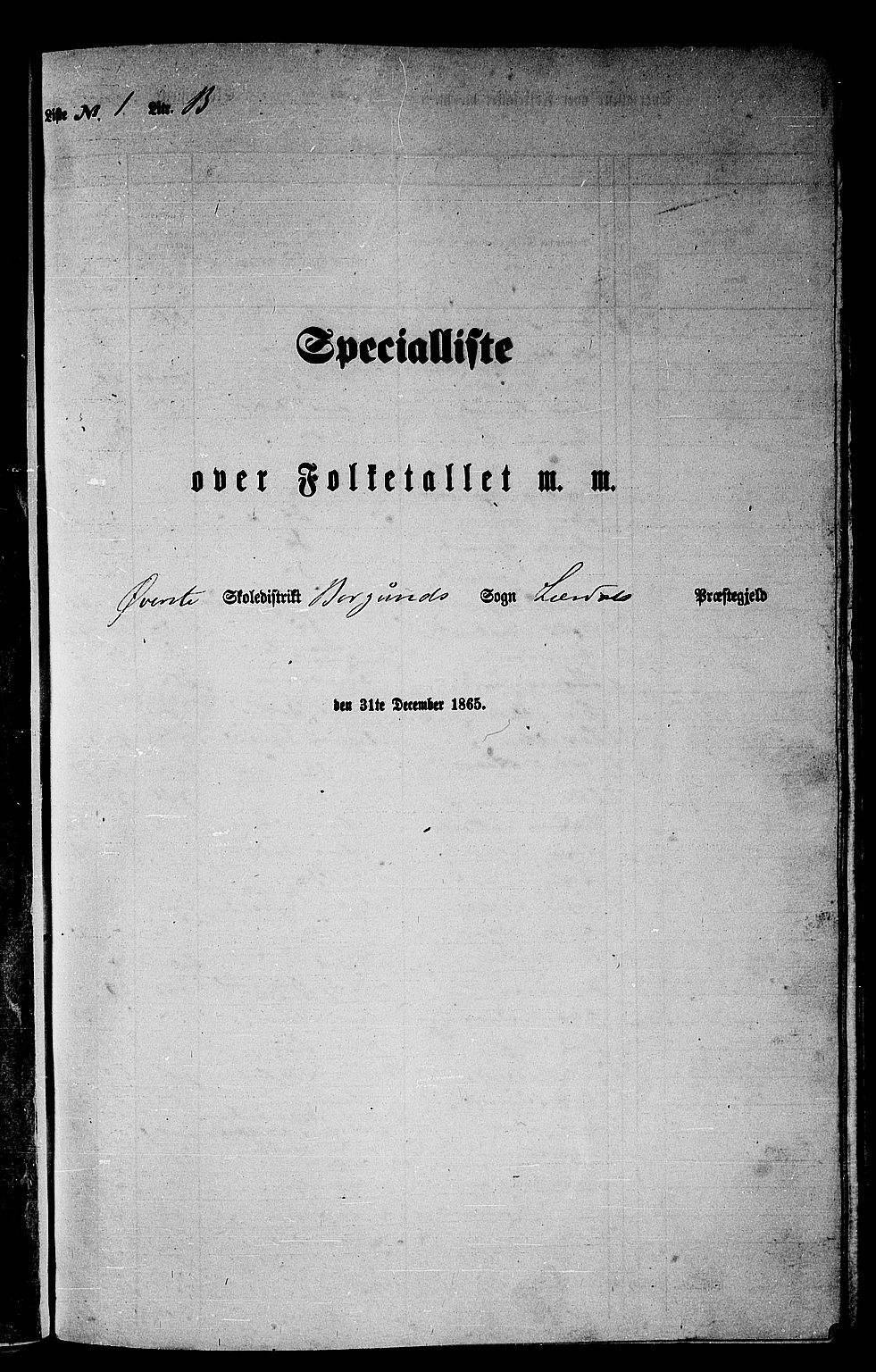 RA, Folketelling 1865 for 1422P Lærdal prestegjeld, 1865, s. 25