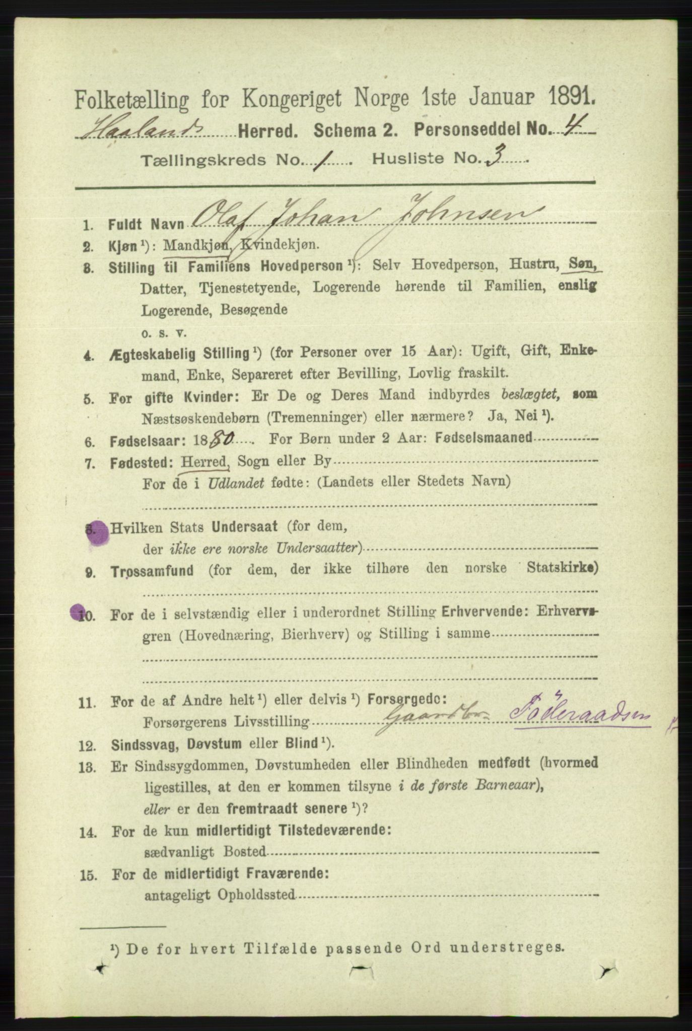 RA, Folketelling 1891 for 1124 Haaland herred, 1891, s. 151