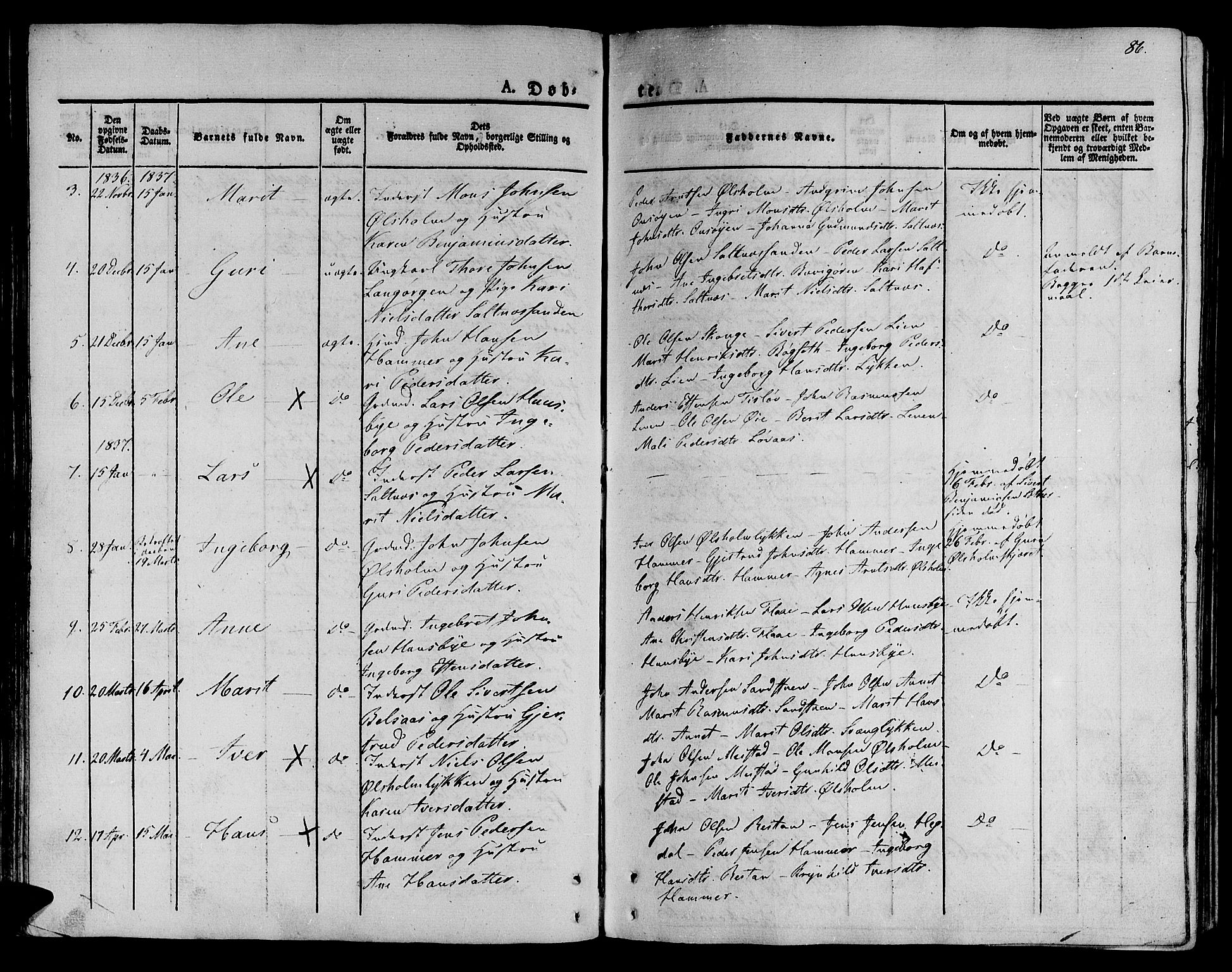 Ministerialprotokoller, klokkerbøker og fødselsregistre - Sør-Trøndelag, SAT/A-1456/612/L0375: Ministerialbok nr. 612A07 /2, 1829-1845, s. 86