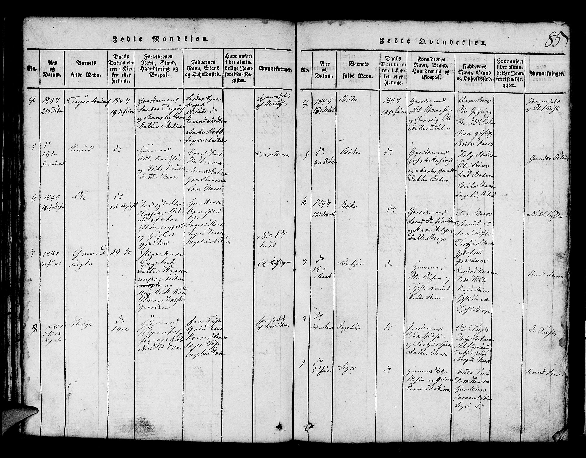 Røldal sokneprestembete, SAB/A-100247: Klokkerbok nr. A 1, 1817-1860, s. 85