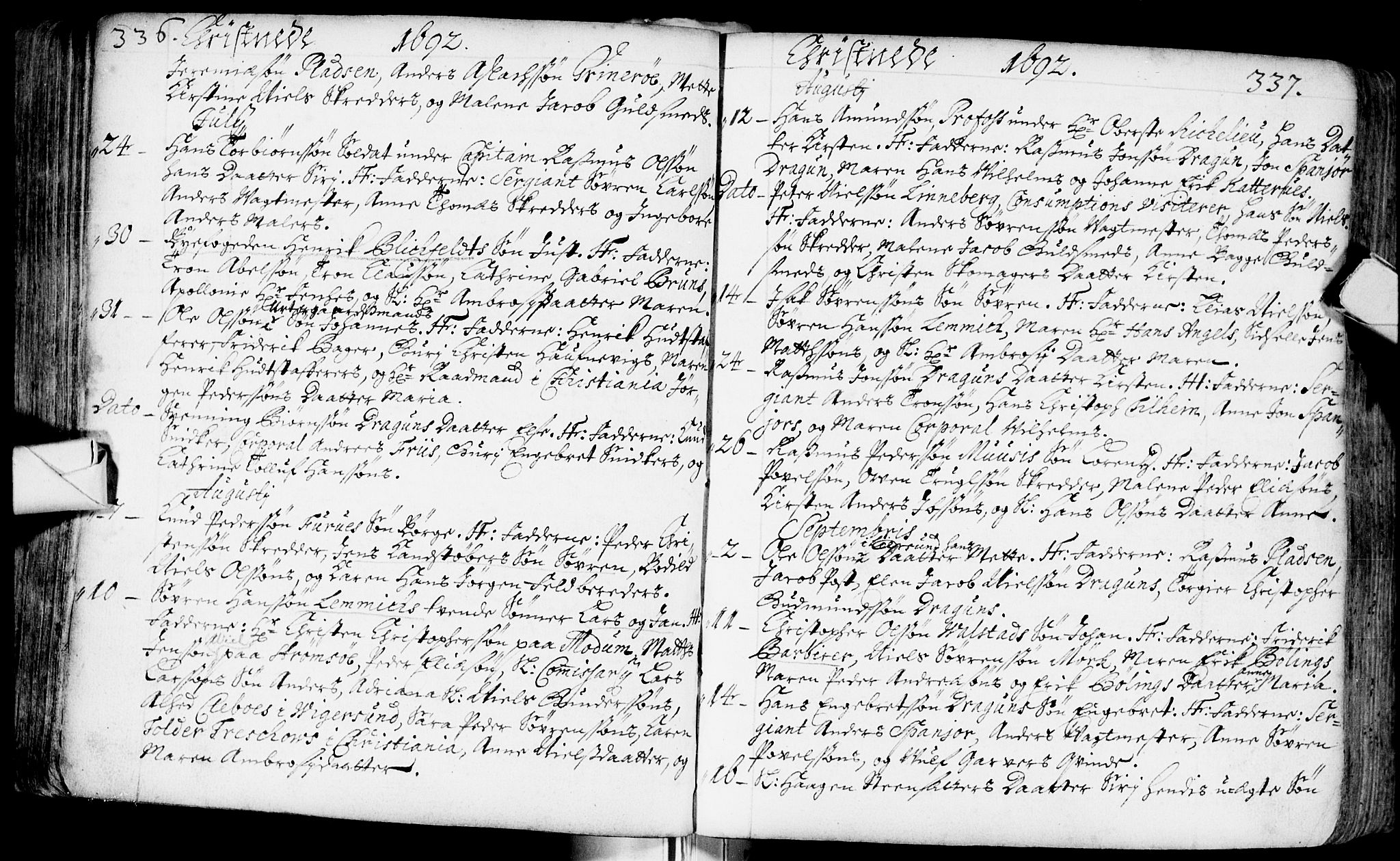 Bragernes kirkebøker, SAKO/A-6/F/Fa/L0002: Ministerialbok nr. I 2, 1680-1705, s. 336-337