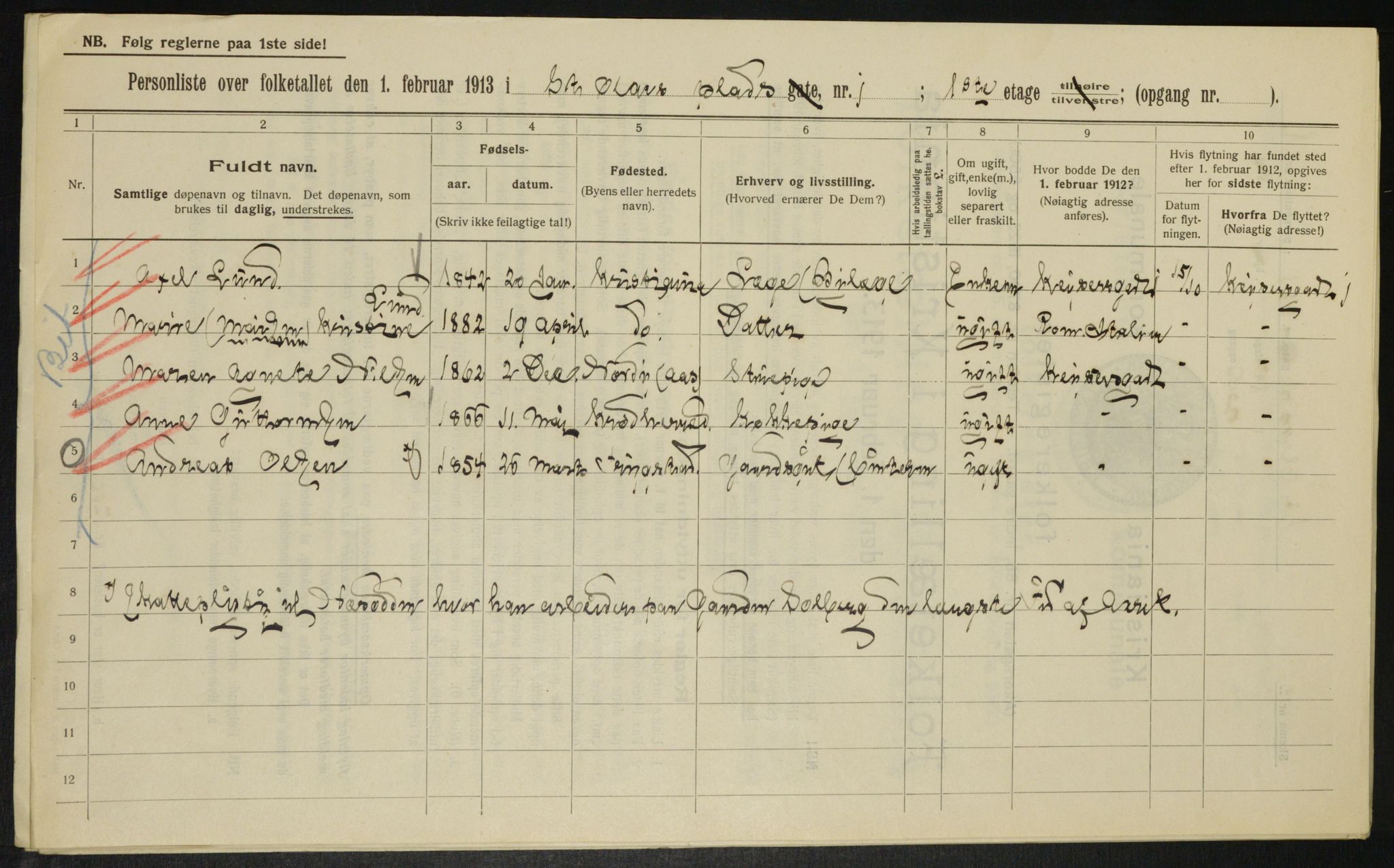 OBA, Kommunal folketelling 1.2.1913 for Kristiania, 1913, s. 88368