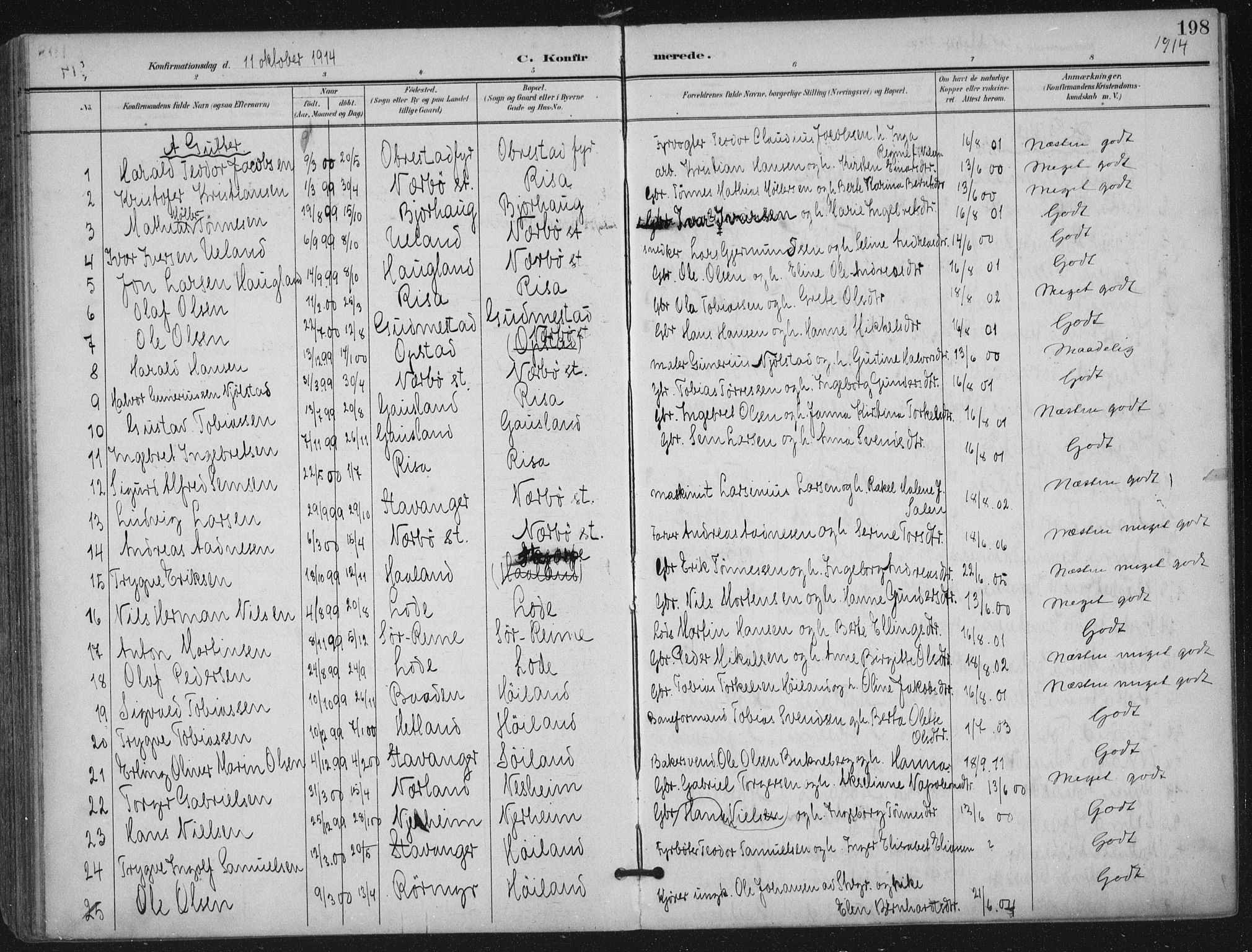 Hå sokneprestkontor, AV/SAST-A-101801/001/30BA/L0012: Ministerialbok nr. A 11, 1897-1924, s. 198