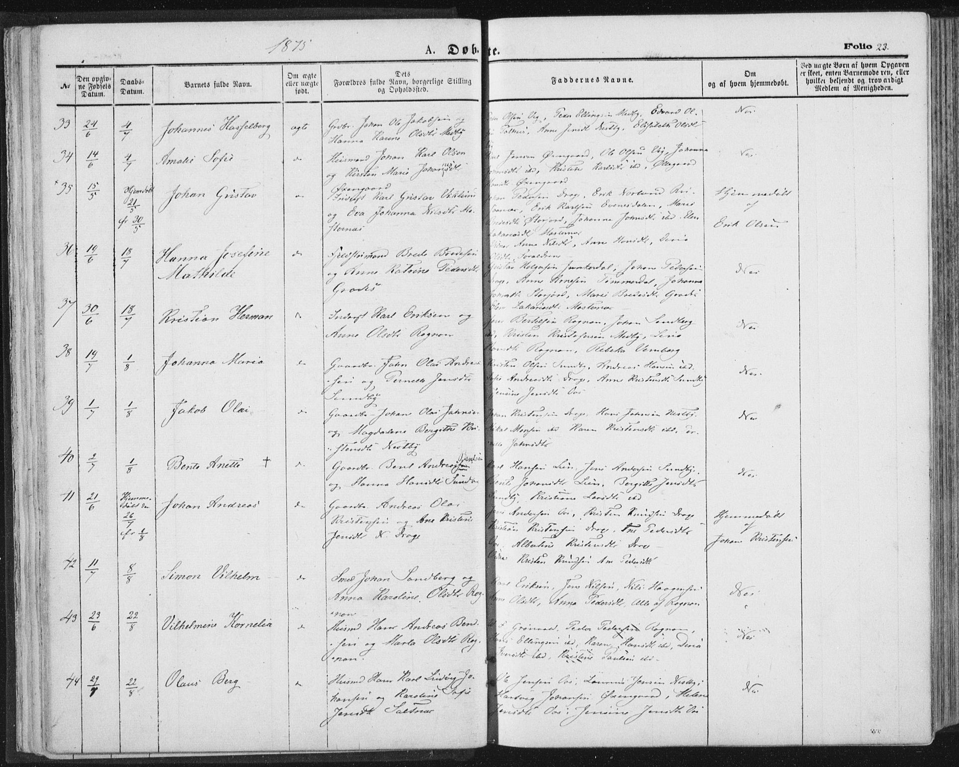 Ministerialprotokoller, klokkerbøker og fødselsregistre - Nordland, AV/SAT-A-1459/847/L0668: Ministerialbok nr. 847A08, 1872-1886, s. 23