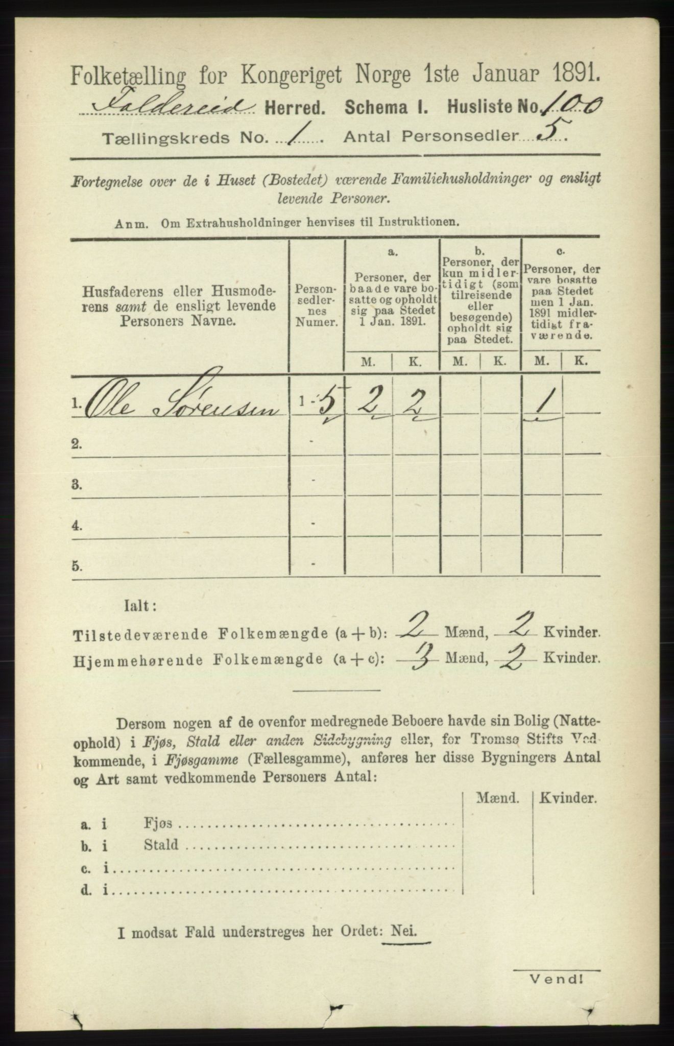 RA, Folketelling 1891 for 1753 Foldereid herred, 1891, s. 112