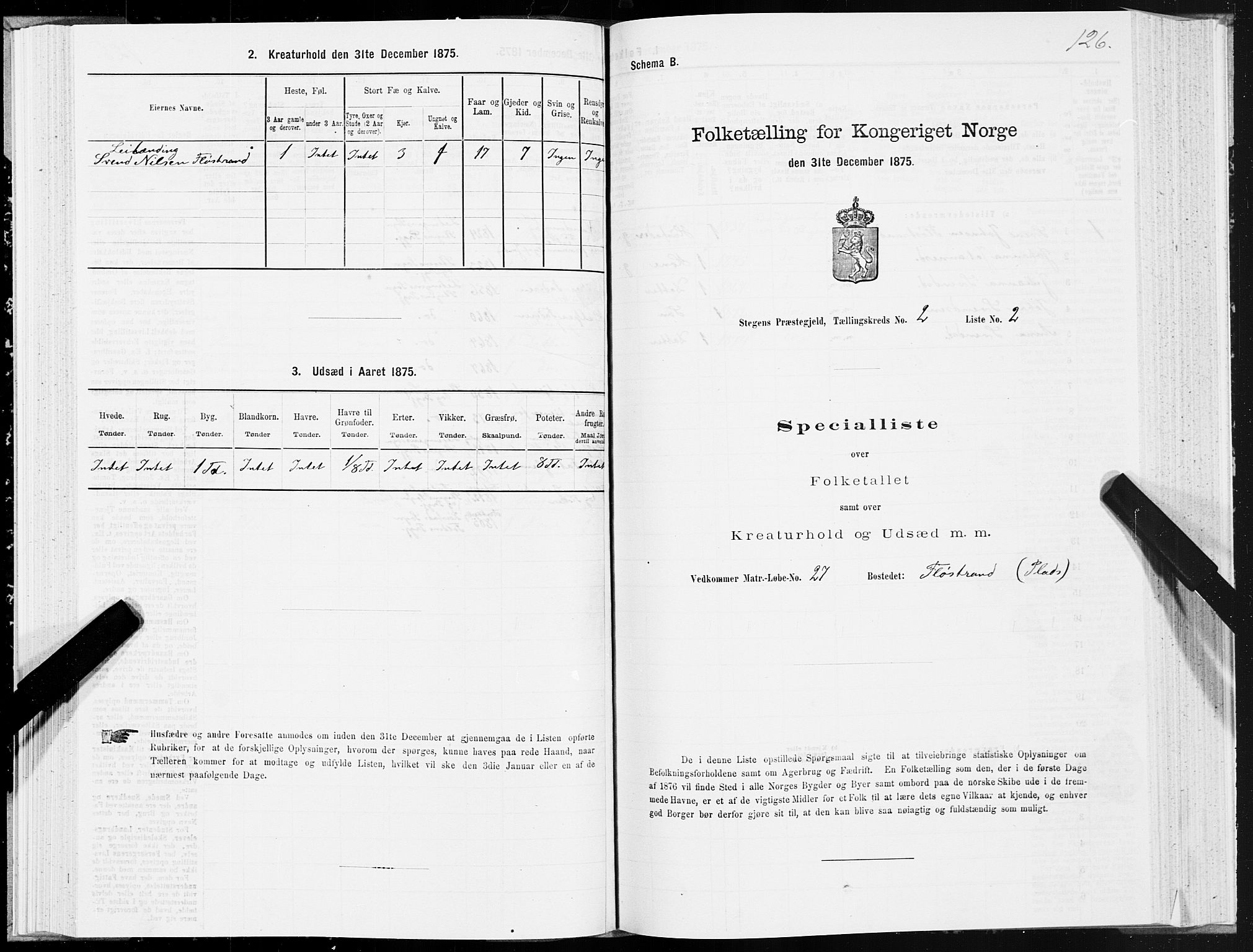 SAT, Folketelling 1875 for 1848P Steigen prestegjeld, 1875, s. 1126