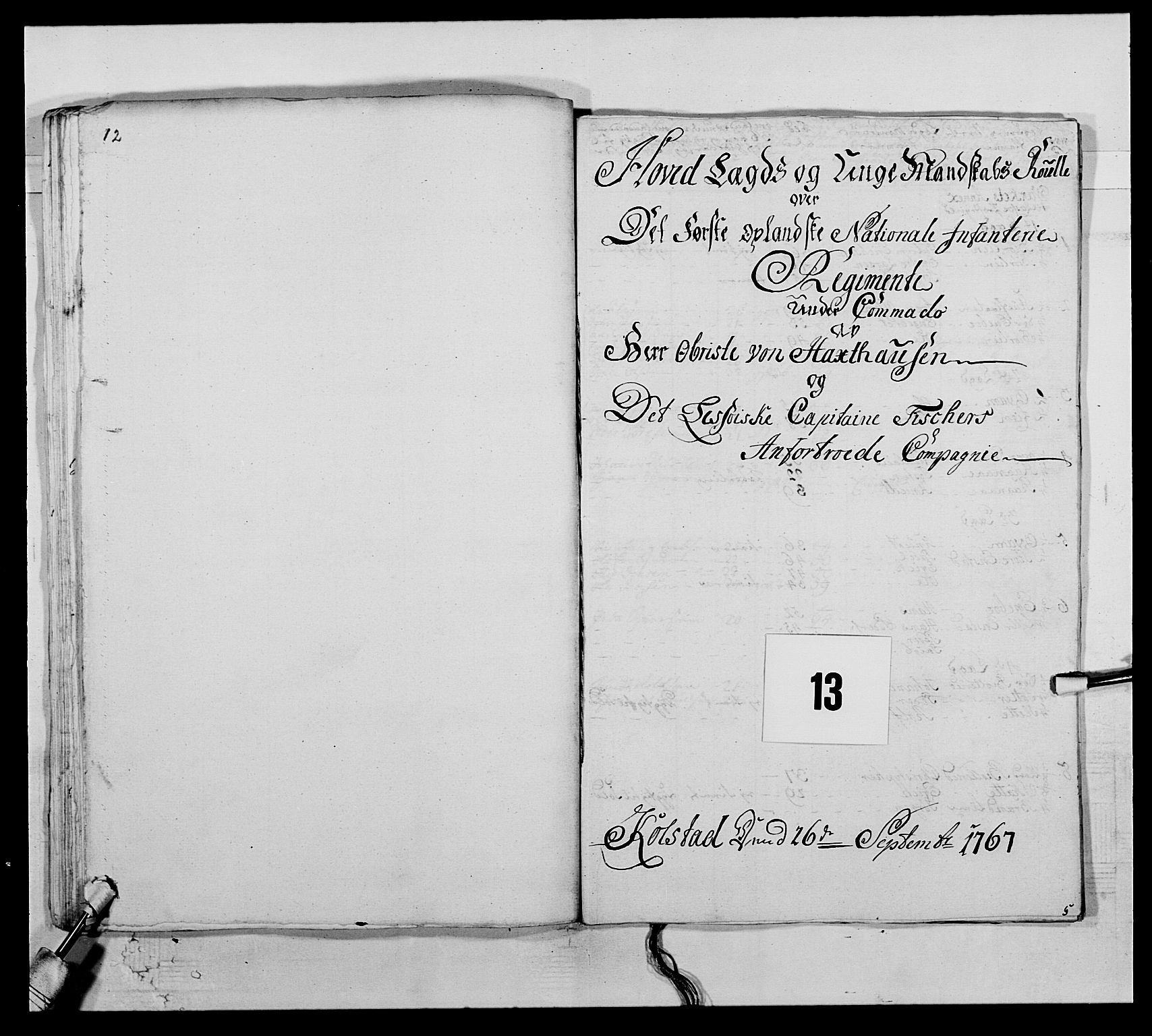 Kommanderende general (KG I) med Det norske krigsdirektorium, AV/RA-EA-5419/E/Ea/L0504: 1. Opplandske regiment, 1767, s. 282