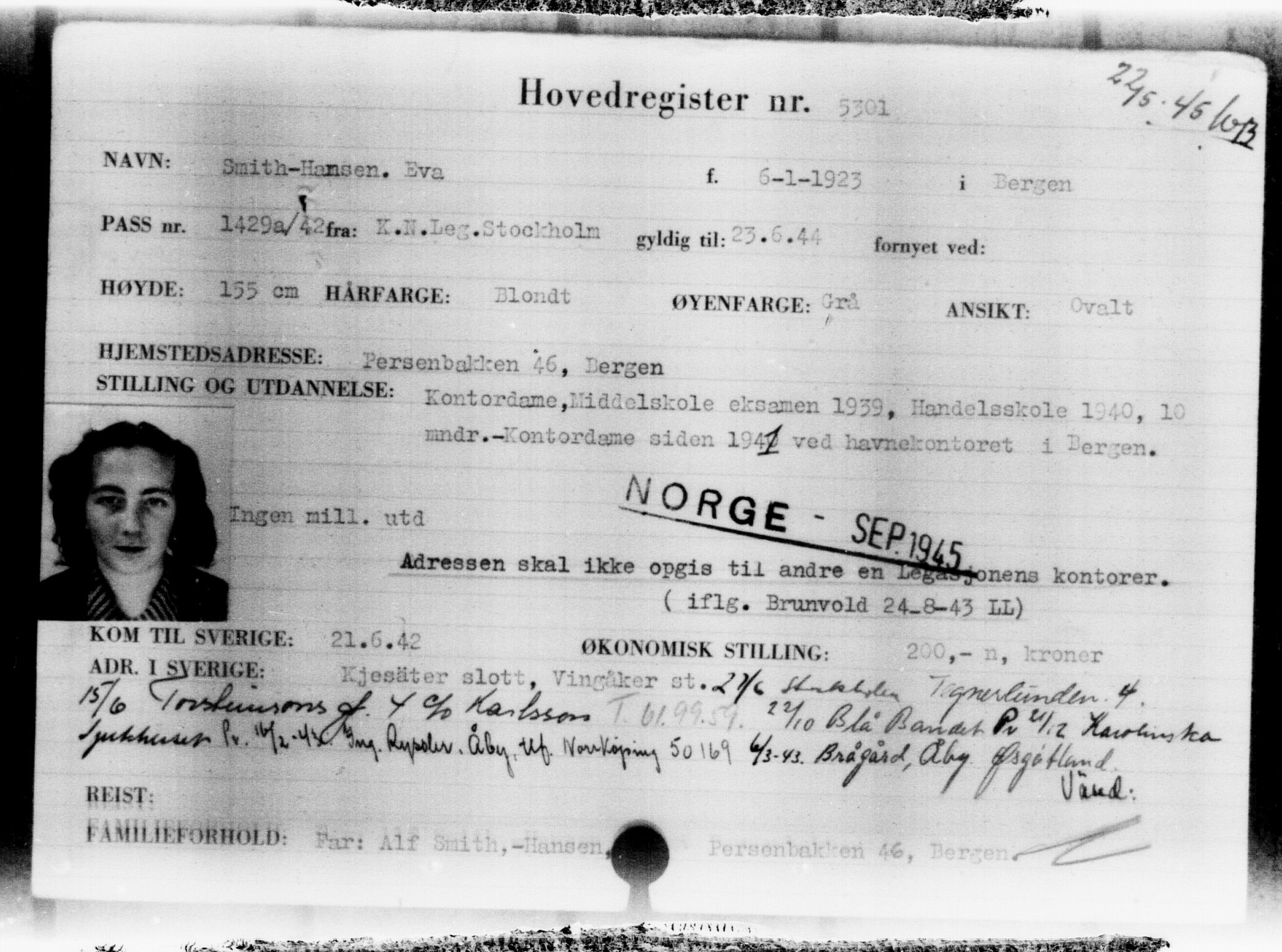 Den Kgl. Norske Legasjons Flyktningskontor, AV/RA-S-6753/V/Va/L0004: Kjesäterkartoteket.  Flyktningenr. 3496-6610, 1940-1945, s. 2080