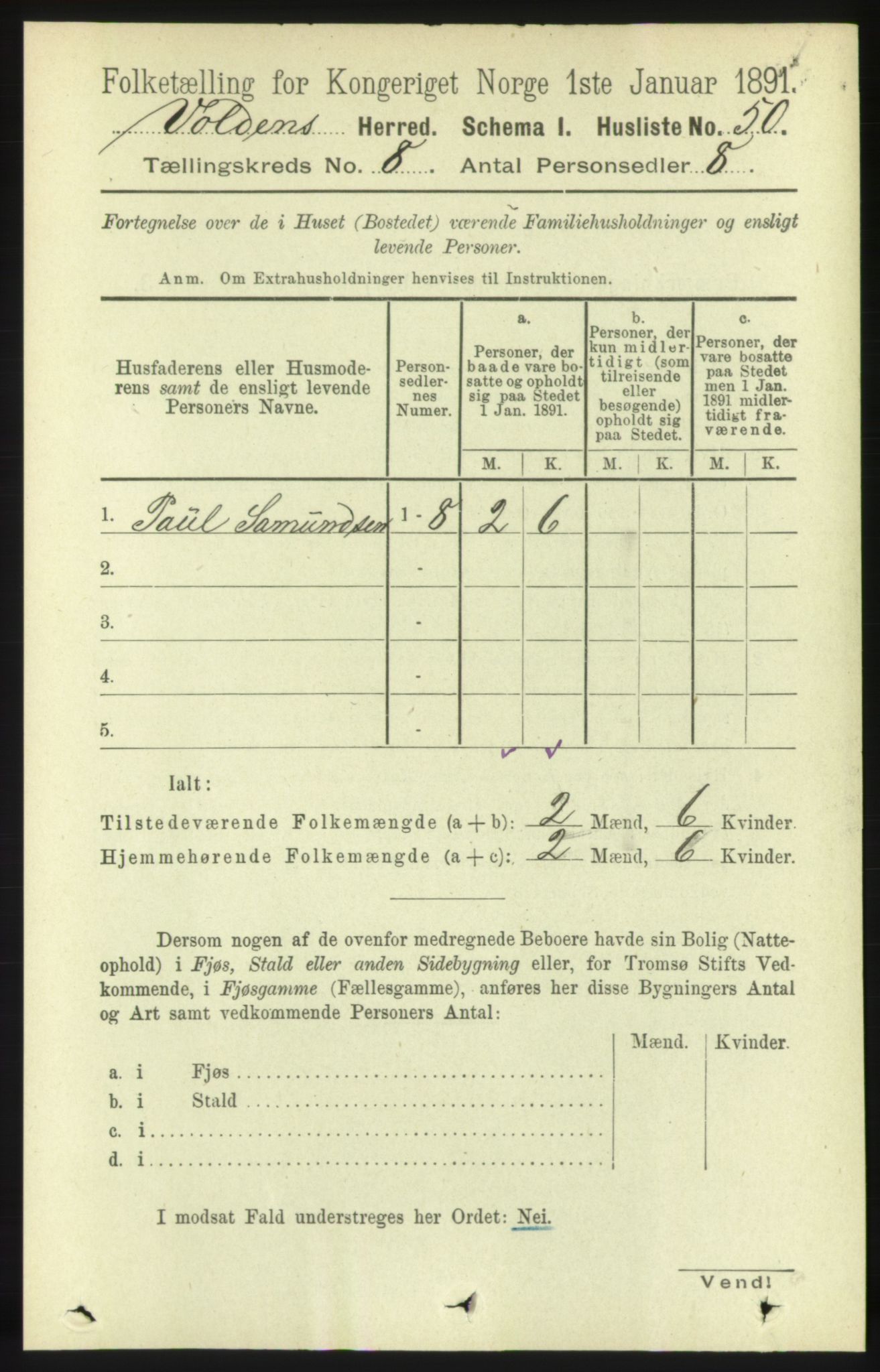 RA, Folketelling 1891 for 1519 Volda herred, 1891, s. 3819