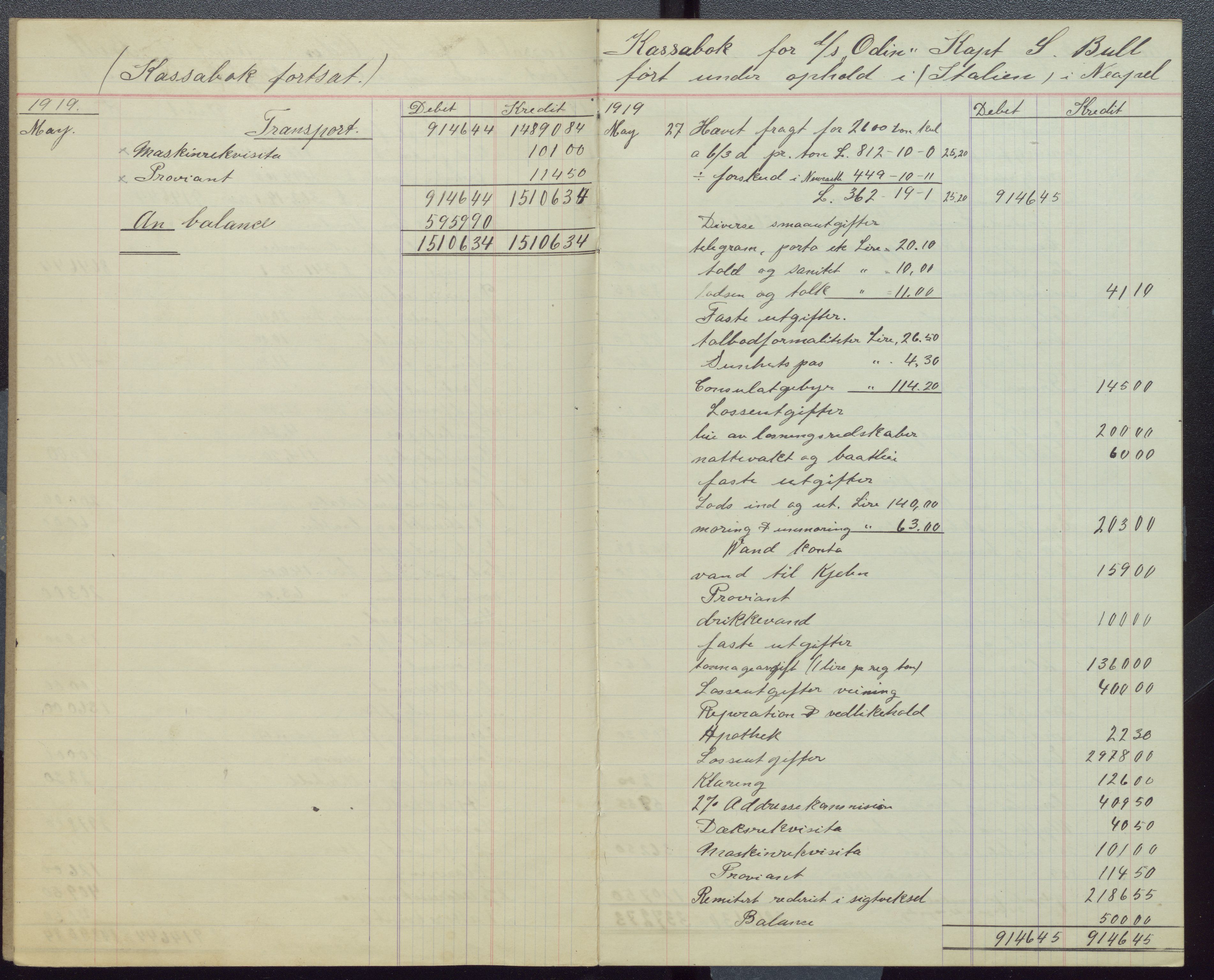 Samuelsen, Nils August. Kaptein, VEMU/ARS-A-1323/Y/L0001: Lærerbøker m.m., 1921