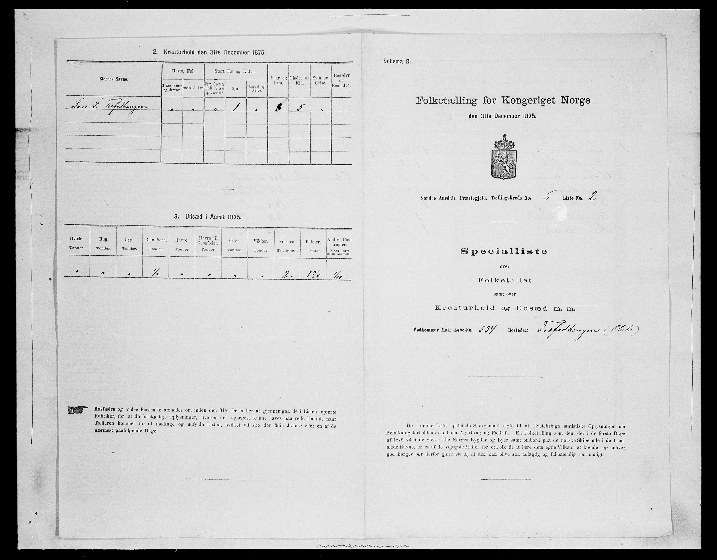 SAH, Folketelling 1875 for 0540P Sør-Aurdal prestegjeld, 1875, s. 990