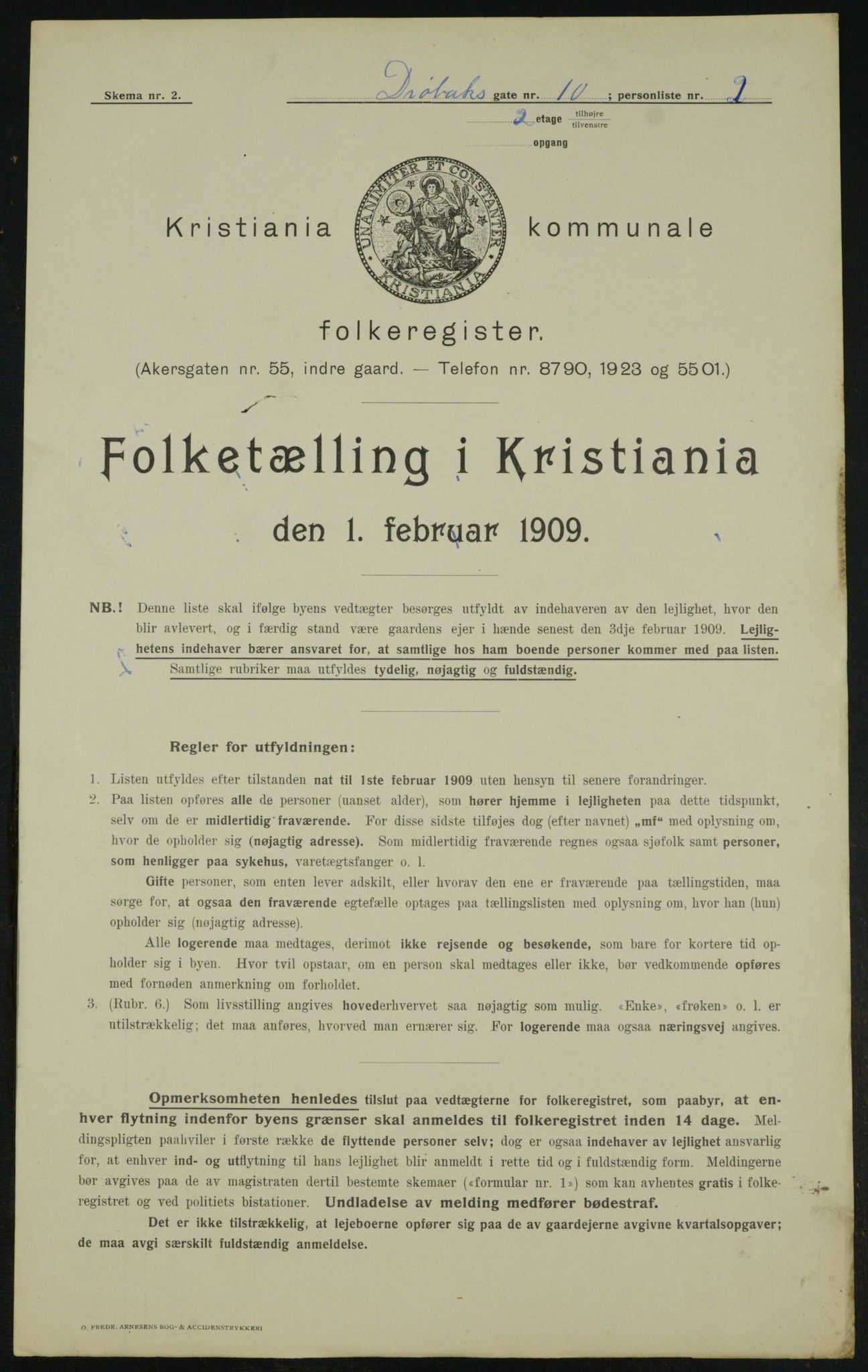 OBA, Kommunal folketelling 1.2.1909 for Kristiania kjøpstad, 1909, s. 15882