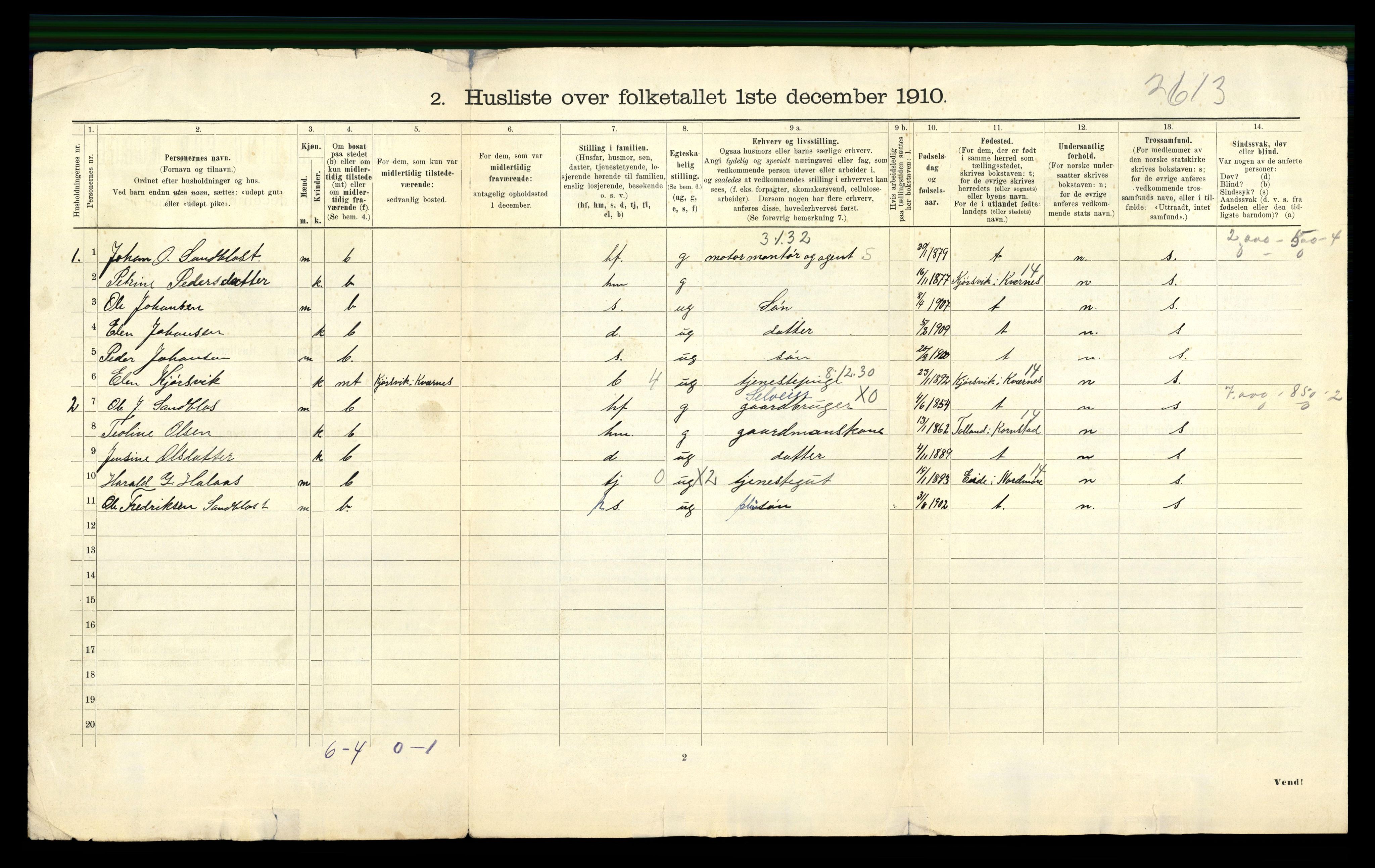 RA, Folketelling 1910 for 1549 Bud herred, 1910, s. 34