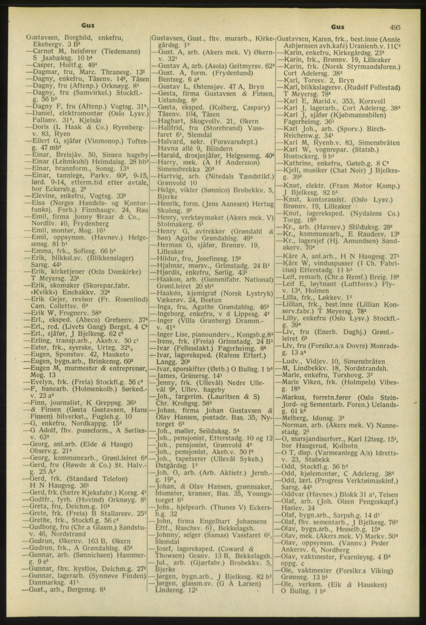 Kristiania/Oslo adressebok, PUBL/-, 1953, s. 495